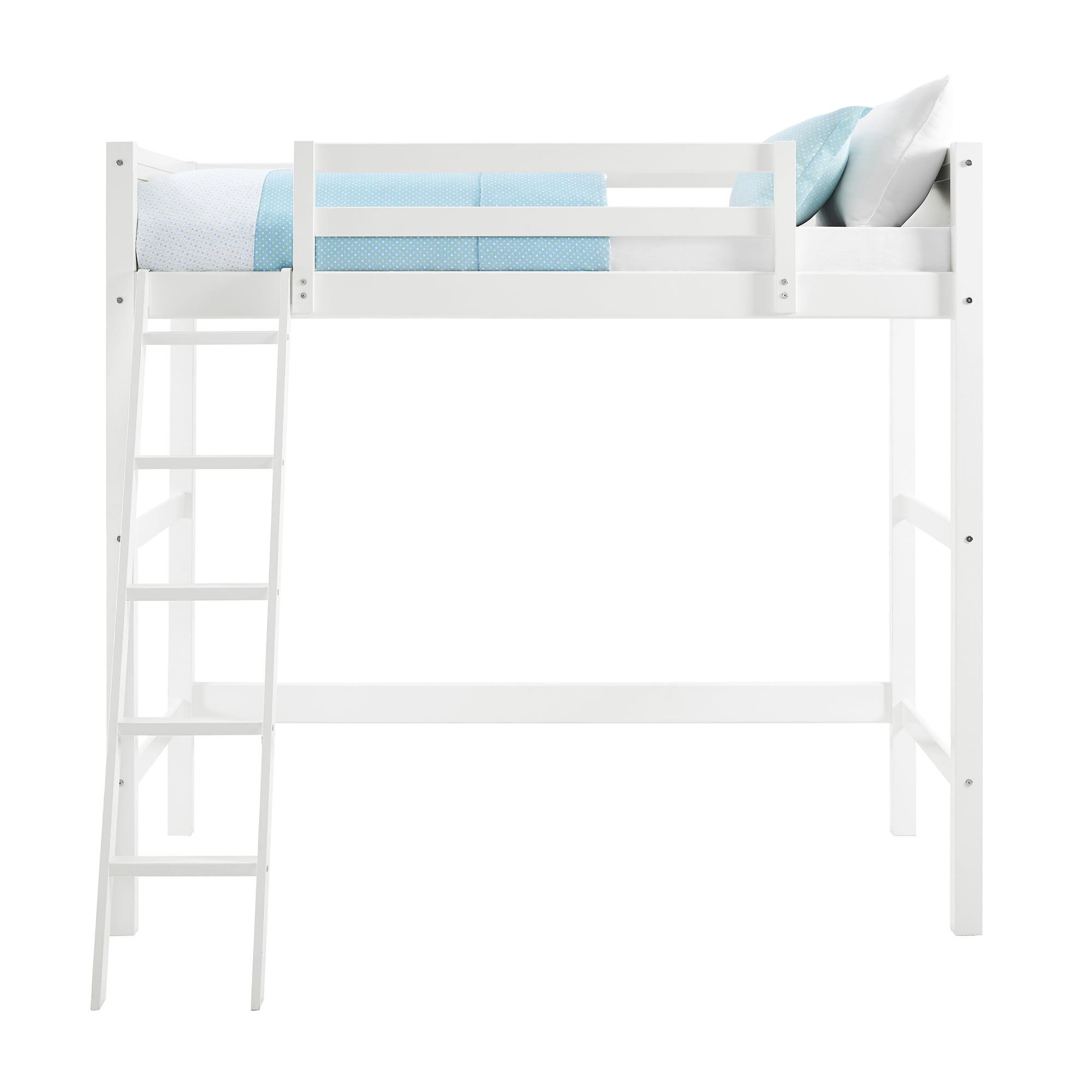 DHP Moon Bay Twin Loft Bed in White - Space-Saving Pine Wood Loft Bed for Kids & Teens - Perfect for Small Bedrooms, Dorms & Studio Apartments