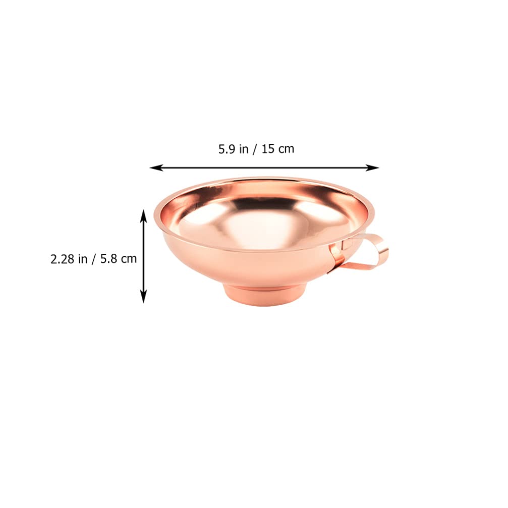 Beaupretty Stainless Steel Wide Mouth Kitchen Funnel - Rose Gold Liquid & Dry Ingredient Transfer Funnel with Strainer for Cooking, Baking, Canning & DIY Projects