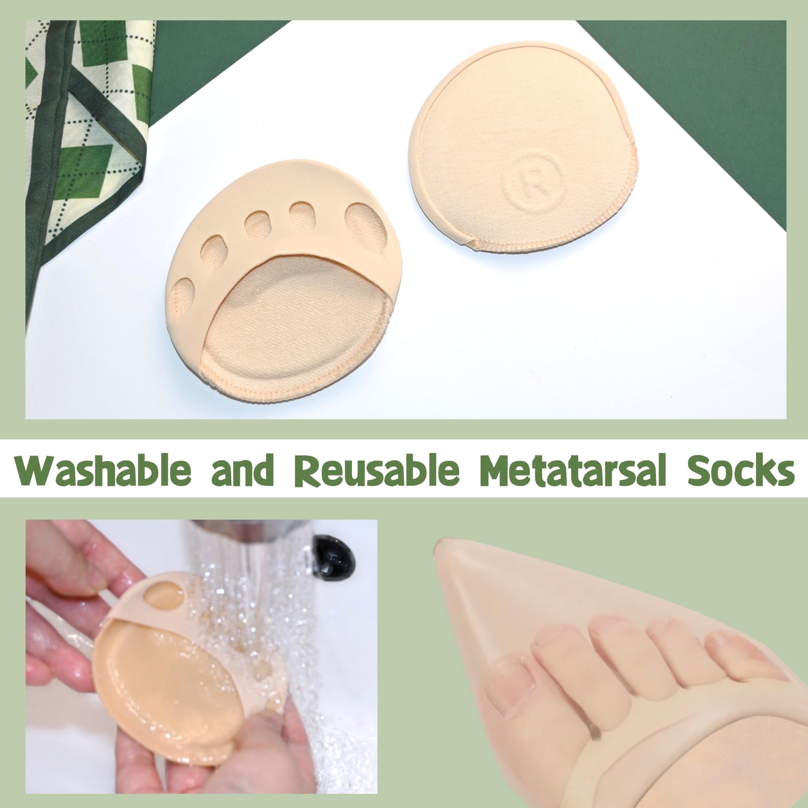 Metatarsal Pads - Soft Invisible Socks for Women & Men | Reusable Foot Cushions for Runners | Ball of Foot Pain Relief | Prevent Discomfort | Perfect for Running, Walking & Sports Activities