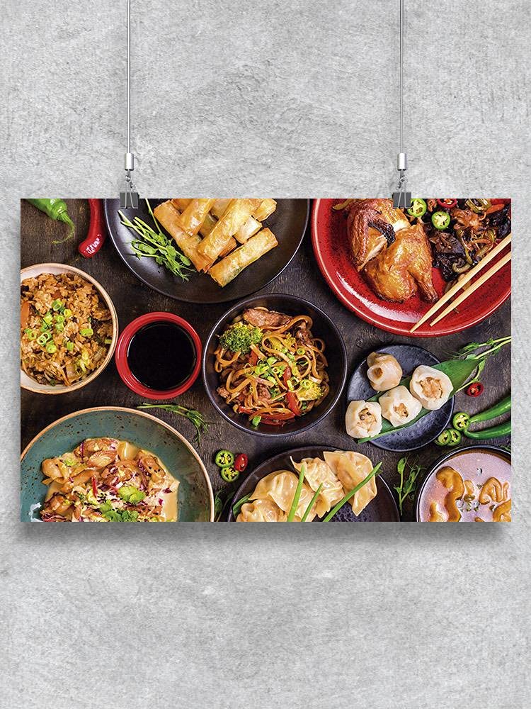 Authentic Chinese Food Set Poster - Traditional Asian Cuisine Wall Art for Kitchen & Dining Room Decor