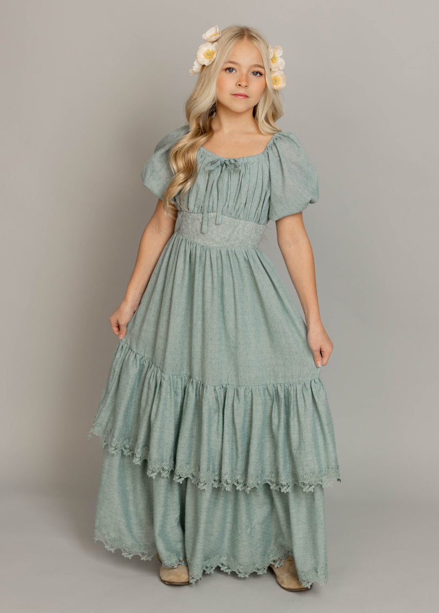 Casidy Women's Dusty Aqua Floral Print Summer Dress - Perfect for Beach Vacations, Brunch Dates & Outdoor Weddings