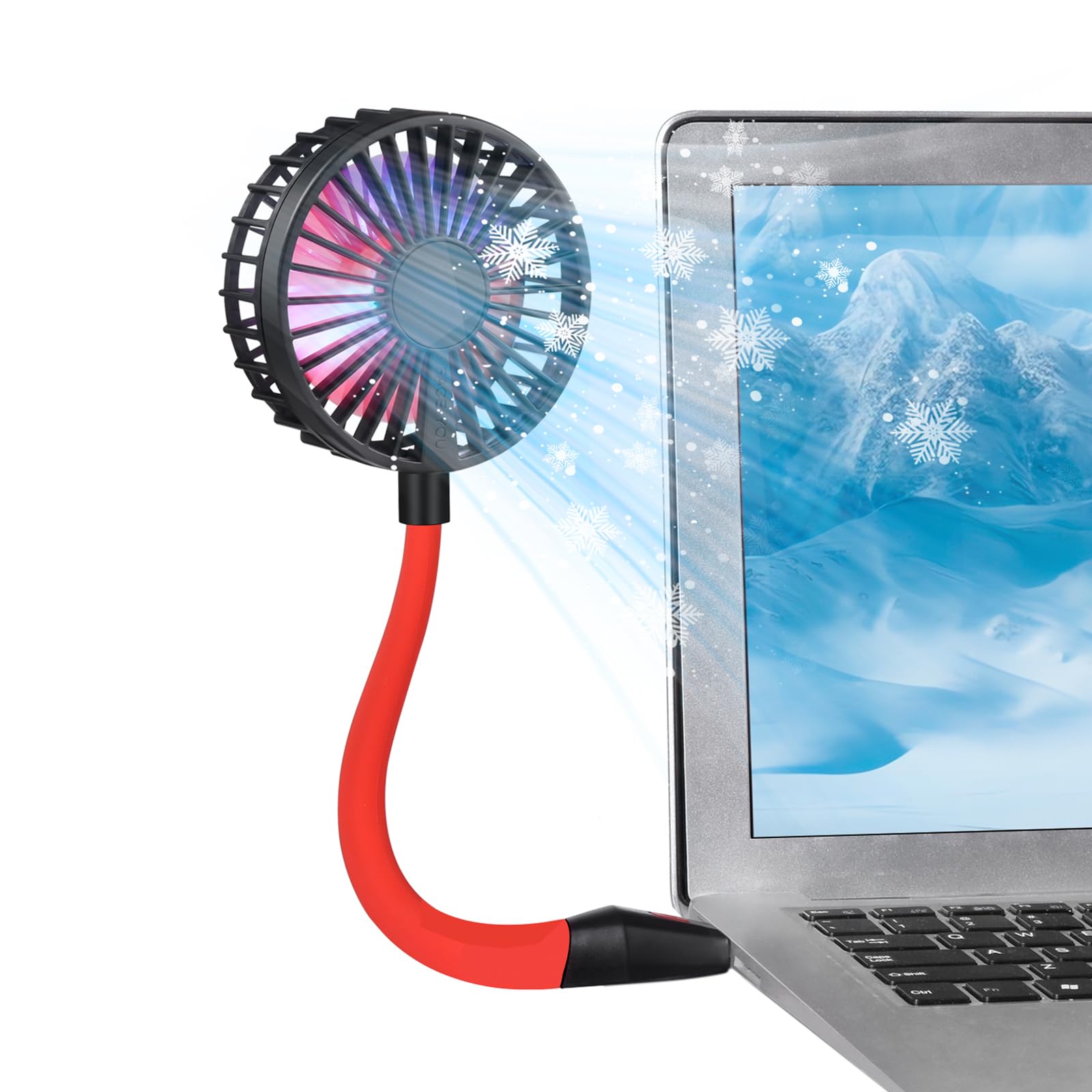 Glovion USB Mini Desk Fan - 3 Speed Portable Personal Fan with Night Light & Flexible Neck | Strong Airflow USB Powered Cooling Fan for Office, Home, Bedroom, Laptop, Desktop & Travel | Perfect for Work, Study & Summer Comfort