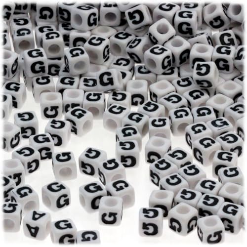 White with Black Text Letter G
