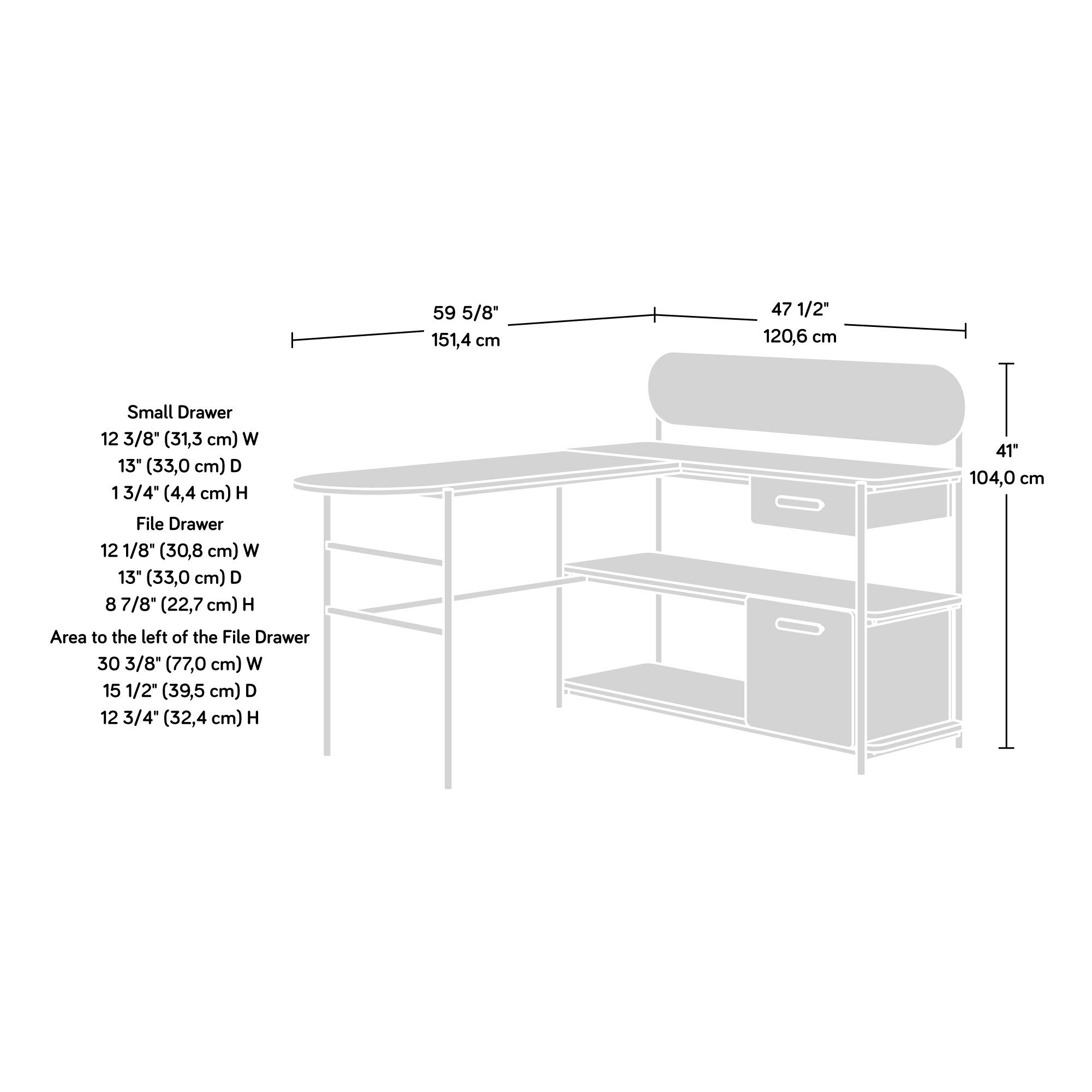 Sauder Radial Modern L-Shaped Desk - Metal & Wood Construction, Umber Finish | Home Office, Study, Gaming & Workspace Solution