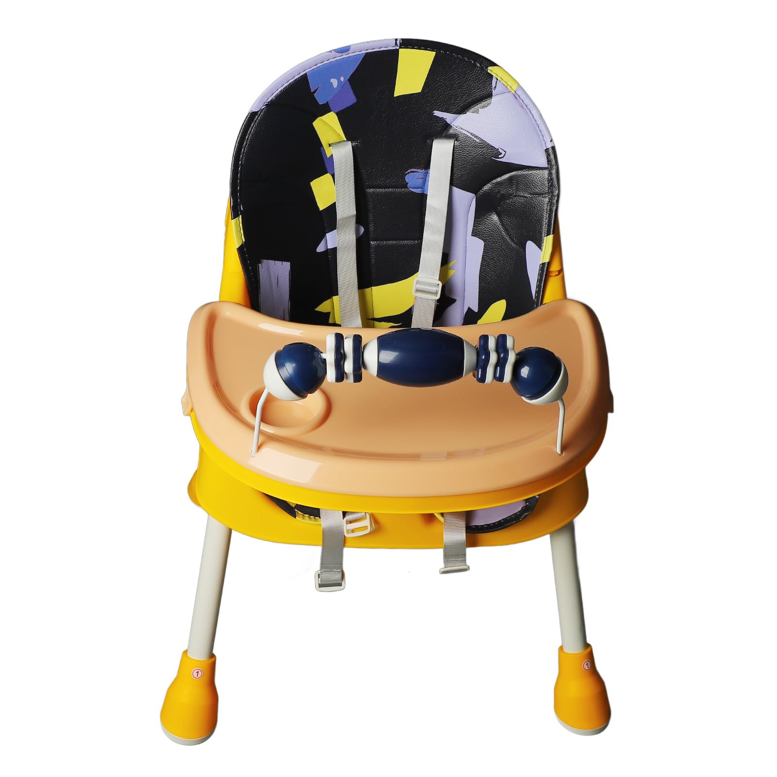 Foldable Baby High Chair with Locking Wheels & Removable Trays - Adjustable Dining Booster Seat with Bib & Suction Plate for Toddlers - Perfect for Home, Restaurant & Travel Use