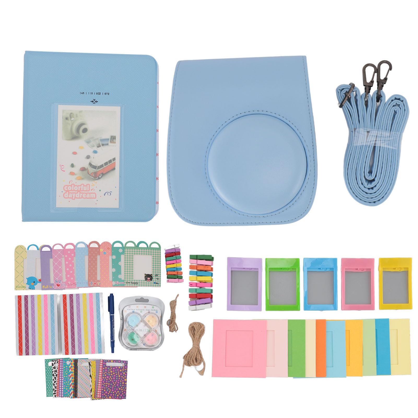 Instax Mini 12 Camera Case Kit with Strap & Accessories for Travel & Parties (Blue)