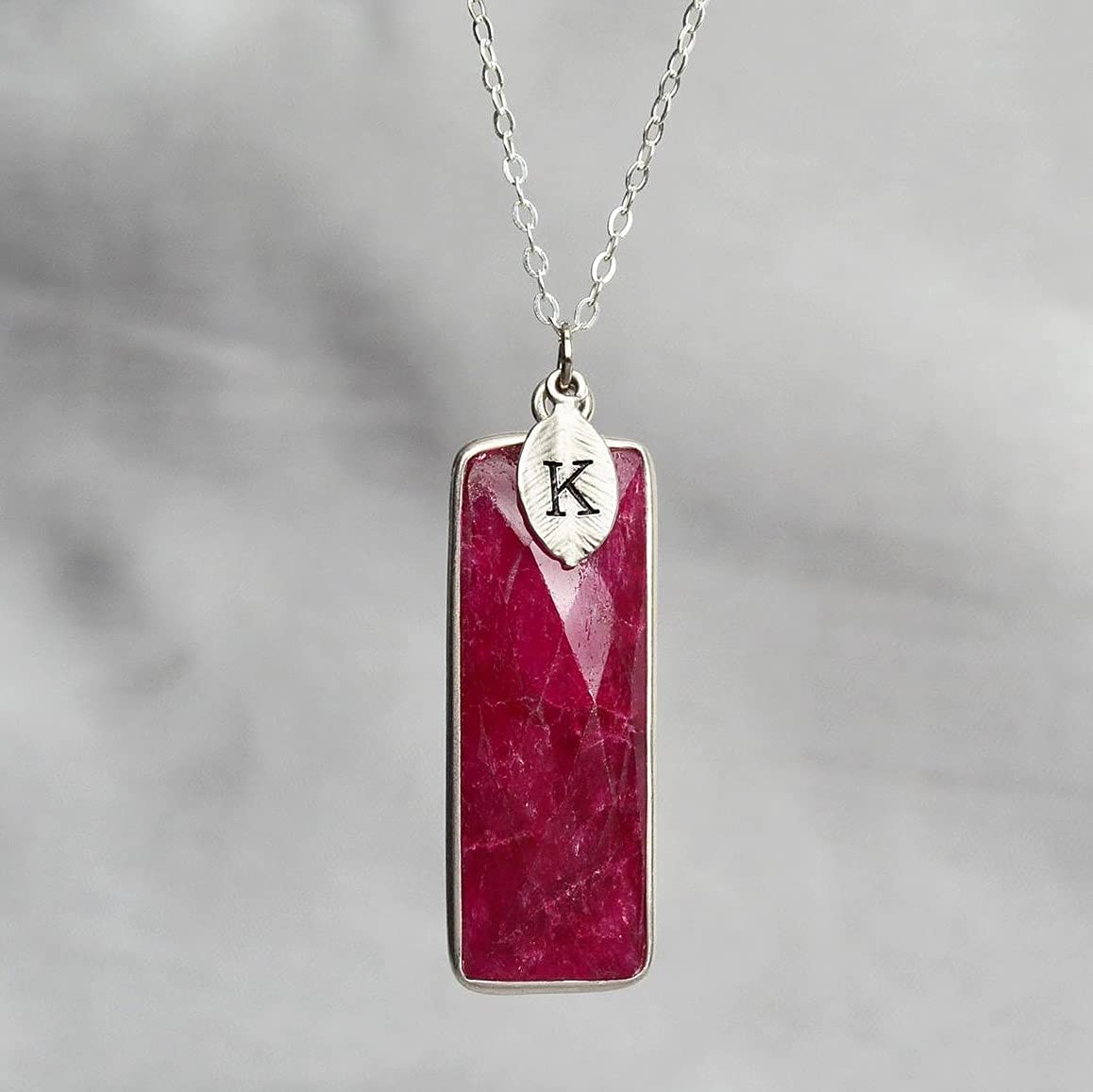 Ruby Necklace for Women - July Birthstone Jewelry with Ropada Stone in Sterling Silver or 18K Gold | Personalized Name Necklace, Elegant Bridesmaid Gift & Heartfelt Mom Necklace for Birthday, Anniversary & Special Occasions