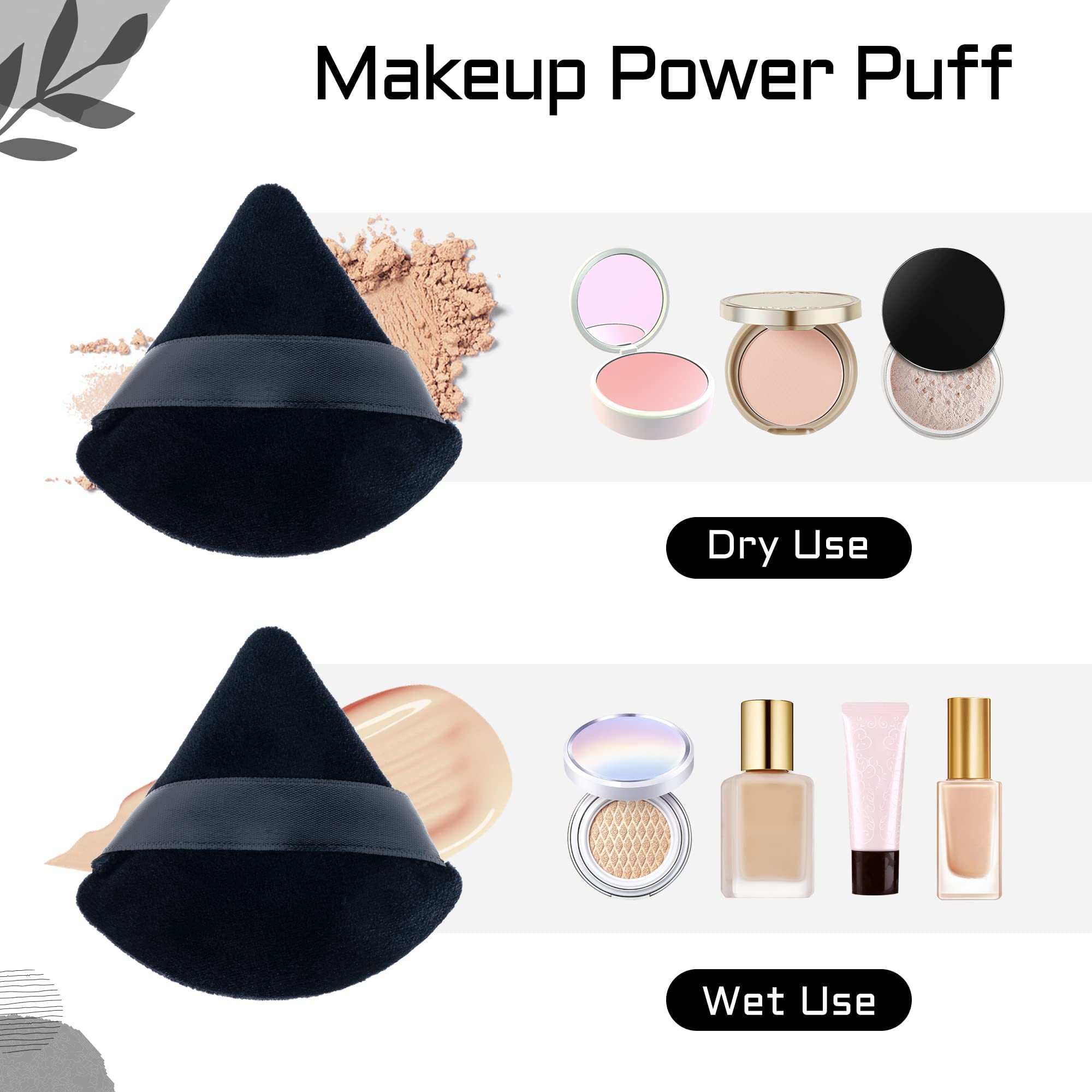 Premium Triangle Powder Puff - Soft Velour Makeup Sponge for Loose & Mineral Foundation, Setting Powder - Multicolor Pack of 2 - Ideal for Flawless Face & Body Makeup Application