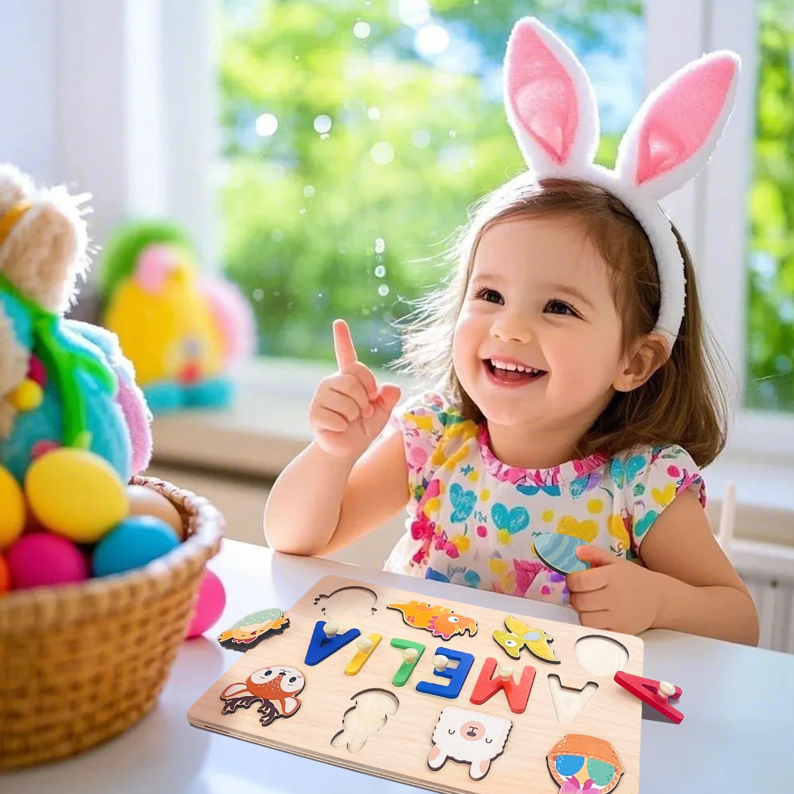 Personalized Wooden Name Puzzle for Kids - Custom Christmas, Easter & 1st Birthday Gifts - Early Learning Toys for Toddlers (Baby Boy & Girl) - Perfect for Easter Basket Stuffers, Nursery Decor & Preschool Education