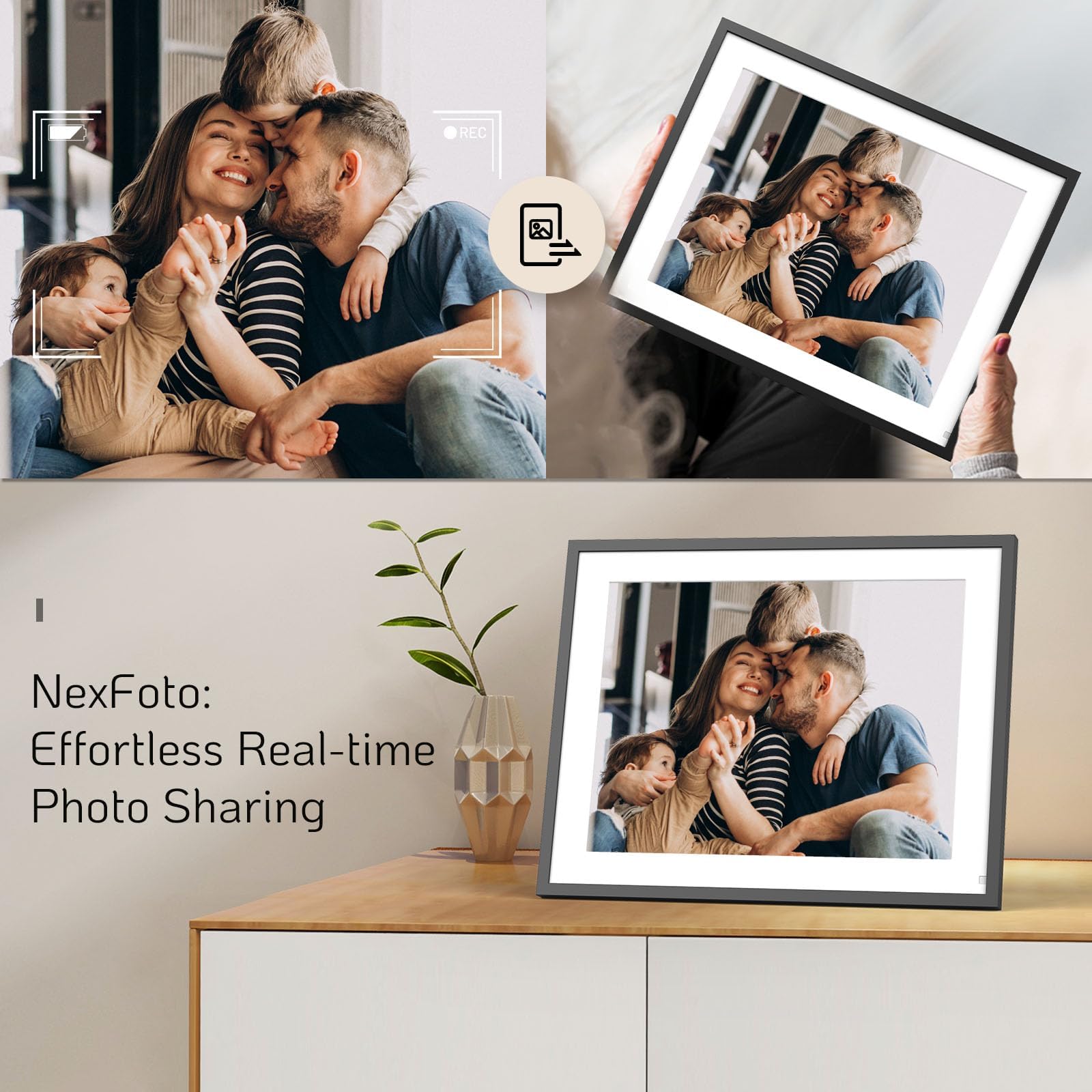 NexFoto 16.2 Inch 32GB WiFi Digital Photo Frame - Large HD IPS Touch Screen Display with Remote Control, Auto-Rotate, App & Email Sharing - Perfect Gift for Mom, Dad, Family - Ideal for Home Decor, Office Display, and Special Occasions