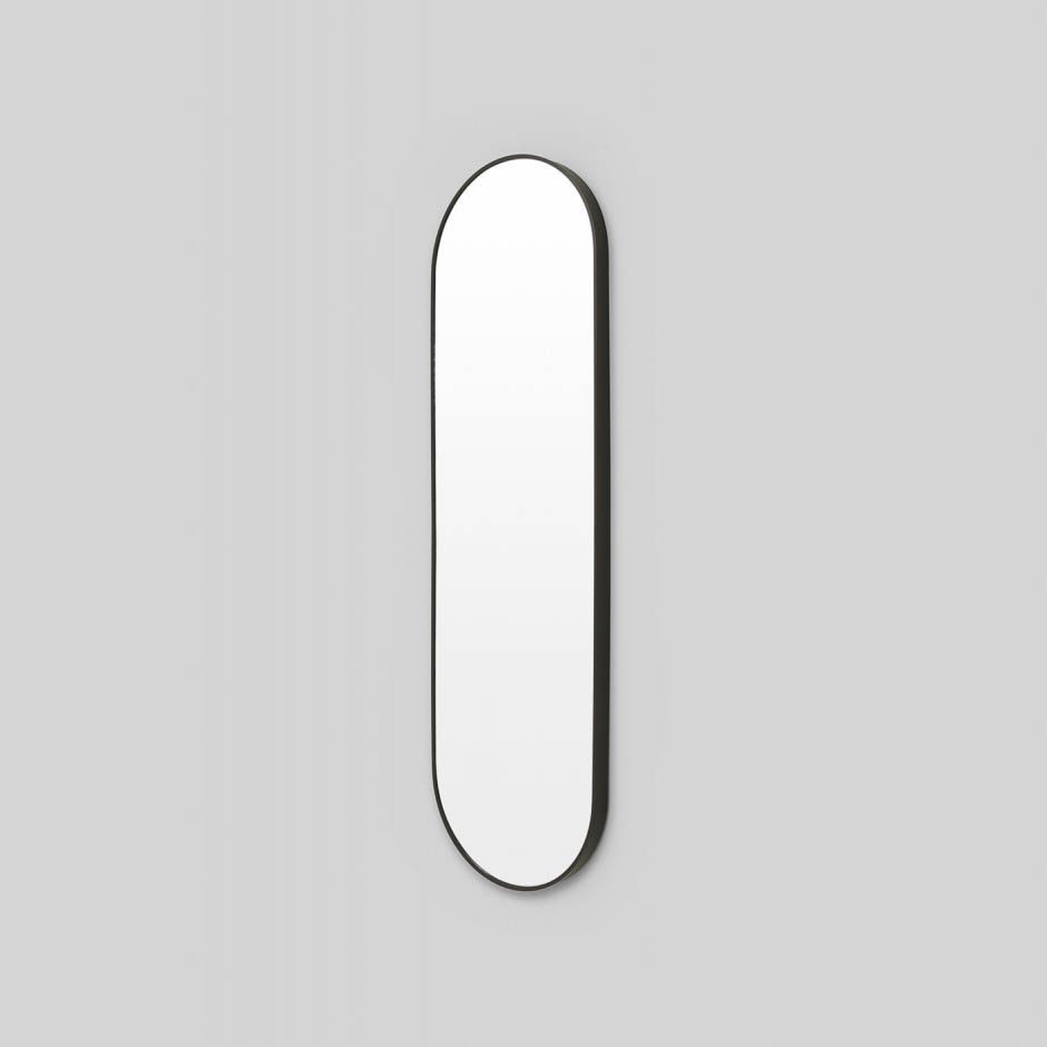 MIDDLE OF NOWHERE Simplicity Oval Mirror - Black Wall Decor (40x135cm) for Living Room, Bedroom & Entryway