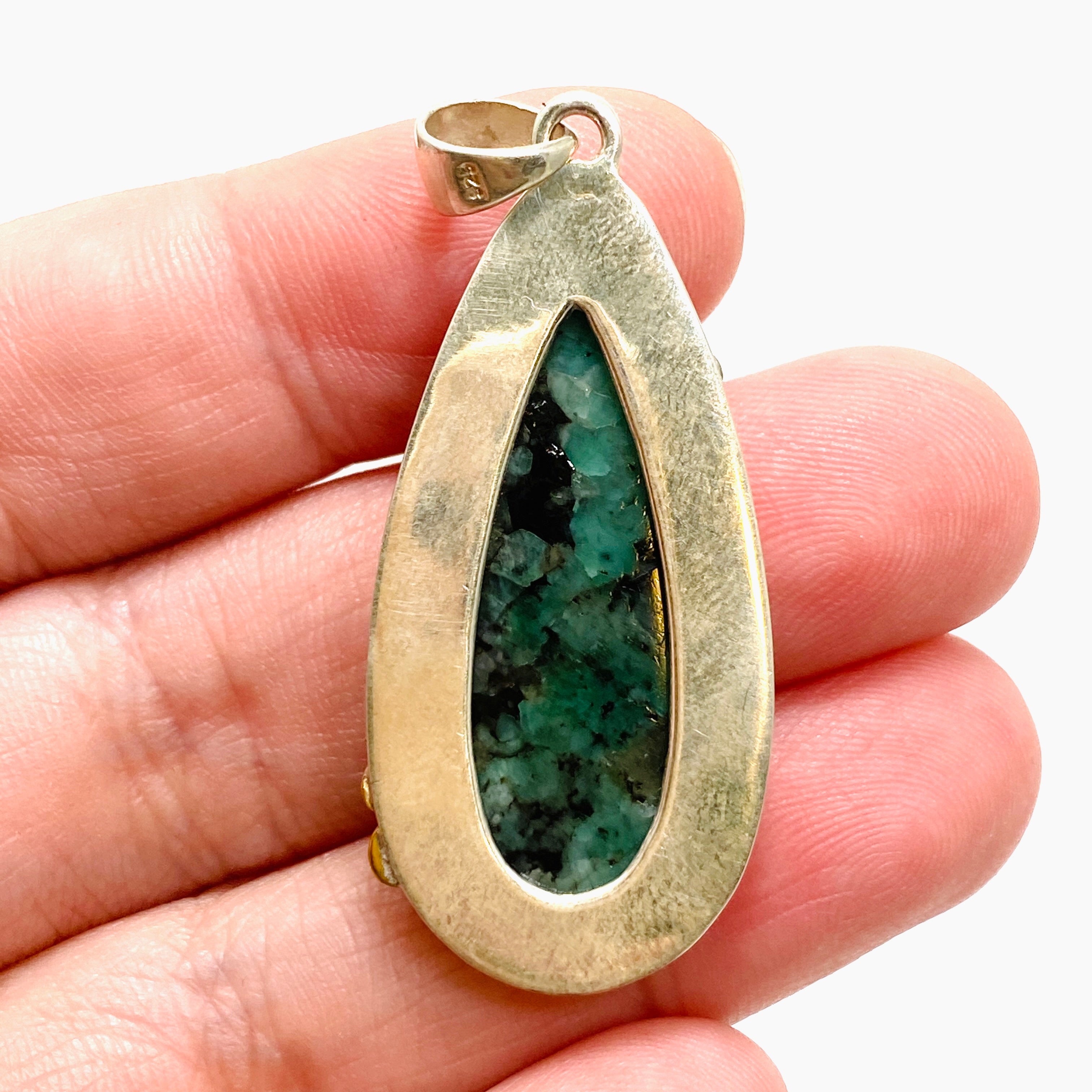 Emerald Green Teardrop Cabochon Pendant Necklace - 925 Sterling Silver Jewelry for Women - Elegant Gift for Birthday, Anniversary & Special Occasions