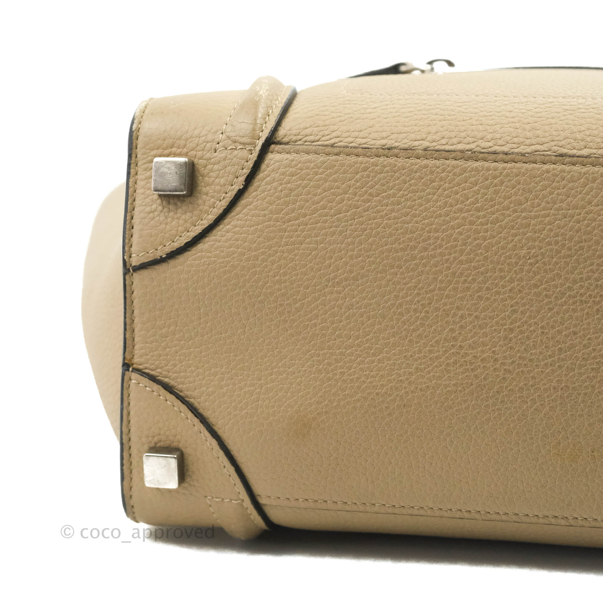 Celine Micro Luggage Handbag in Dune Grained Calfskin Leather - Luxury Crossbody Bag for Women, Perfect for Work, Travel & Everyday Use