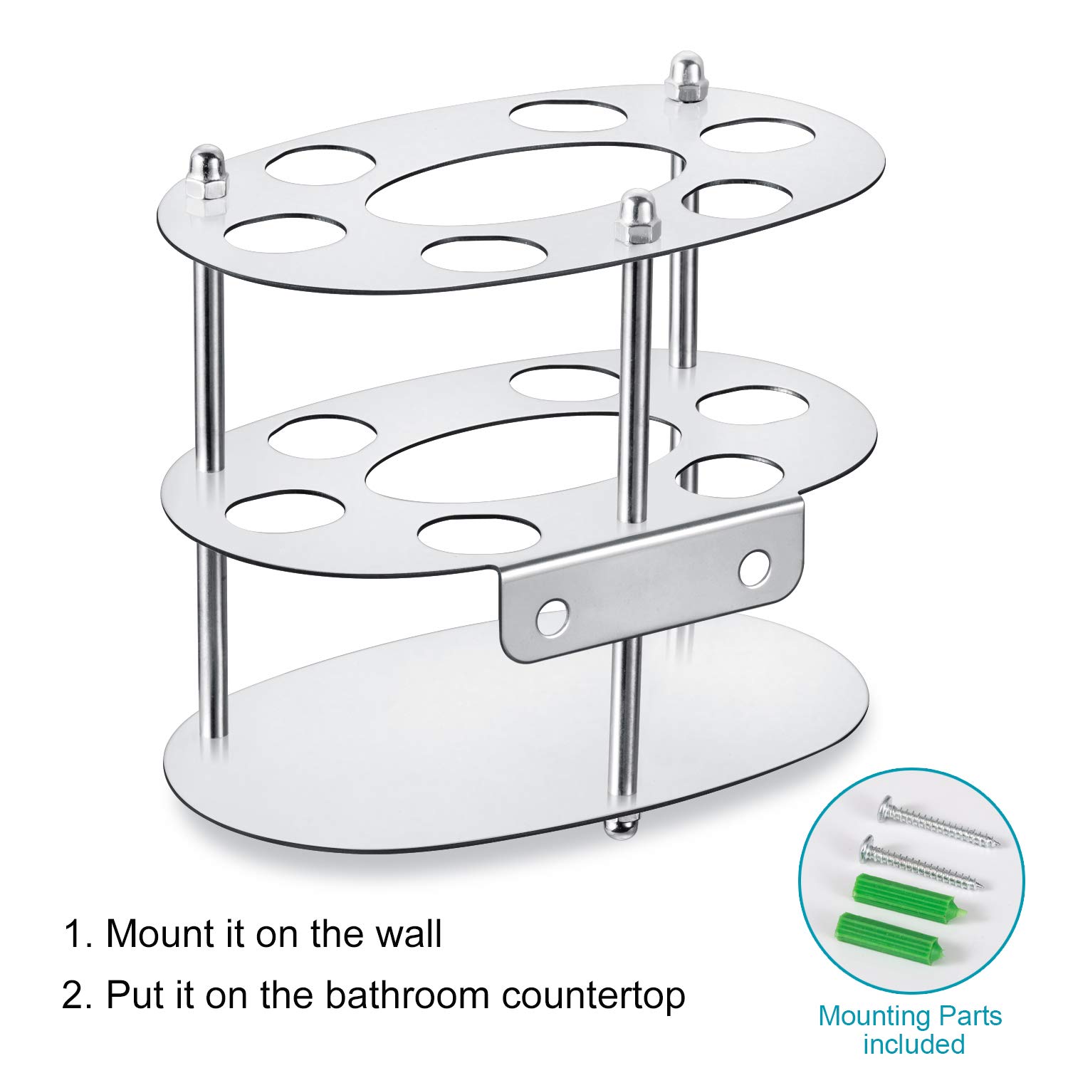 Stainless Steel Toothbrush Holder & Toothpaste Stand - Bathroom Organizer for Kids & Adults, Multifunctional Storage Rack (Silver) - Perfect for Countertop, Vanity & Travel Use