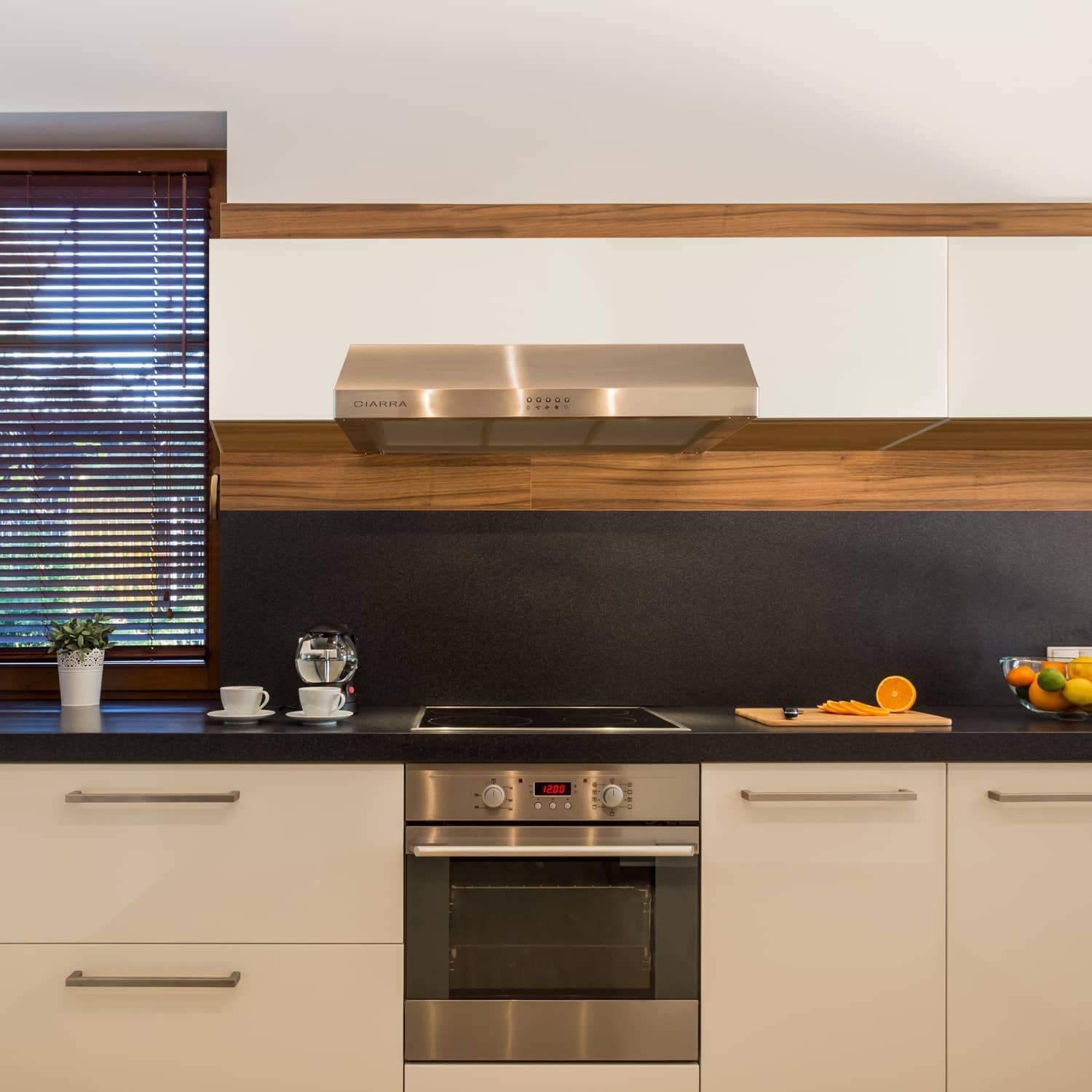 CIARRA 30 Inch Under Cabinet Range Hood CAS75908A OW - Stainless Steel Kitchen Vent Hood for Stove, Powerful Exhaust Fan with LED Lights - Perfect for Home Cooking and Smoke Removal