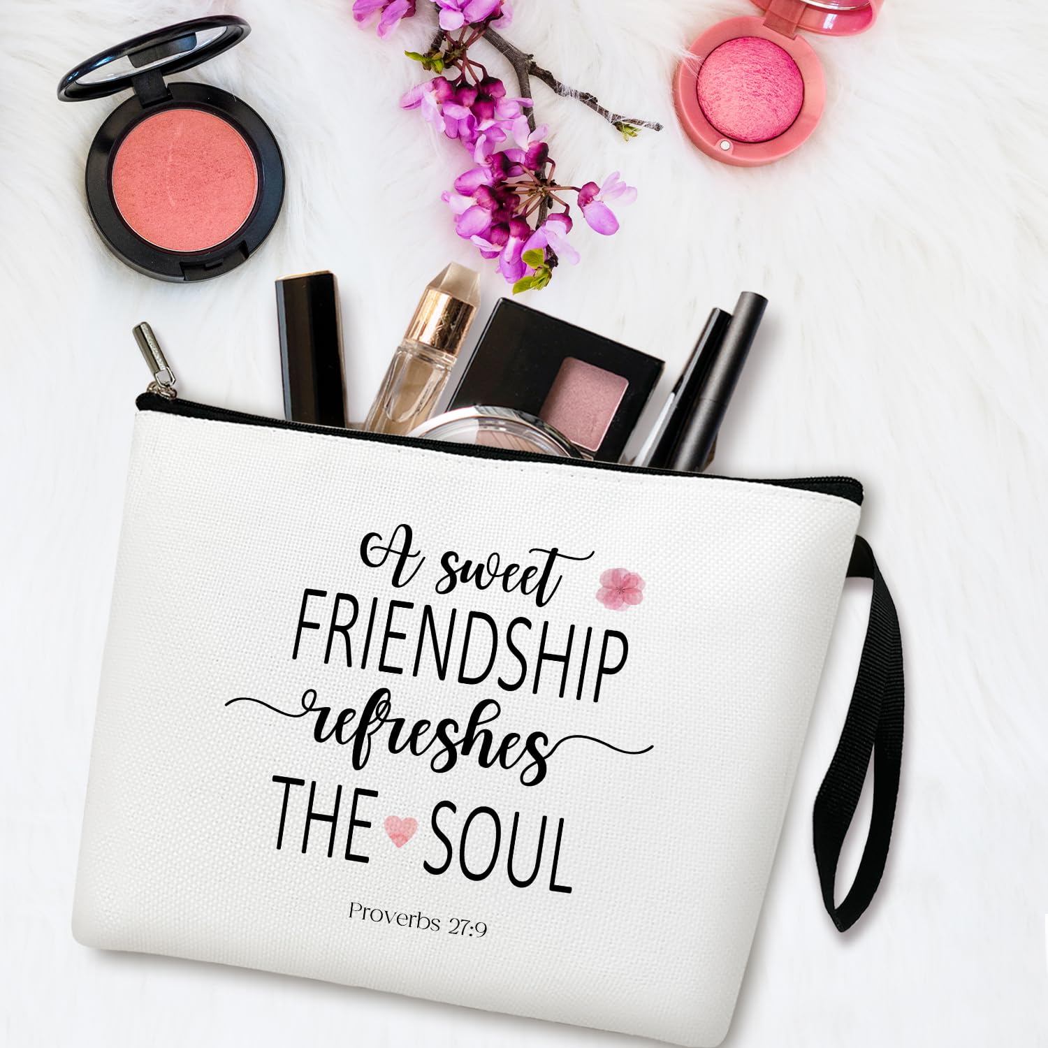 Best Friendship Gifts for Women - Cute Cosmetic Makeup Bag for Sisters, BFFs, Graduation, Galentine's Day & Christian Gifts - Perfect for Travel, Daily Use & Special Occasions