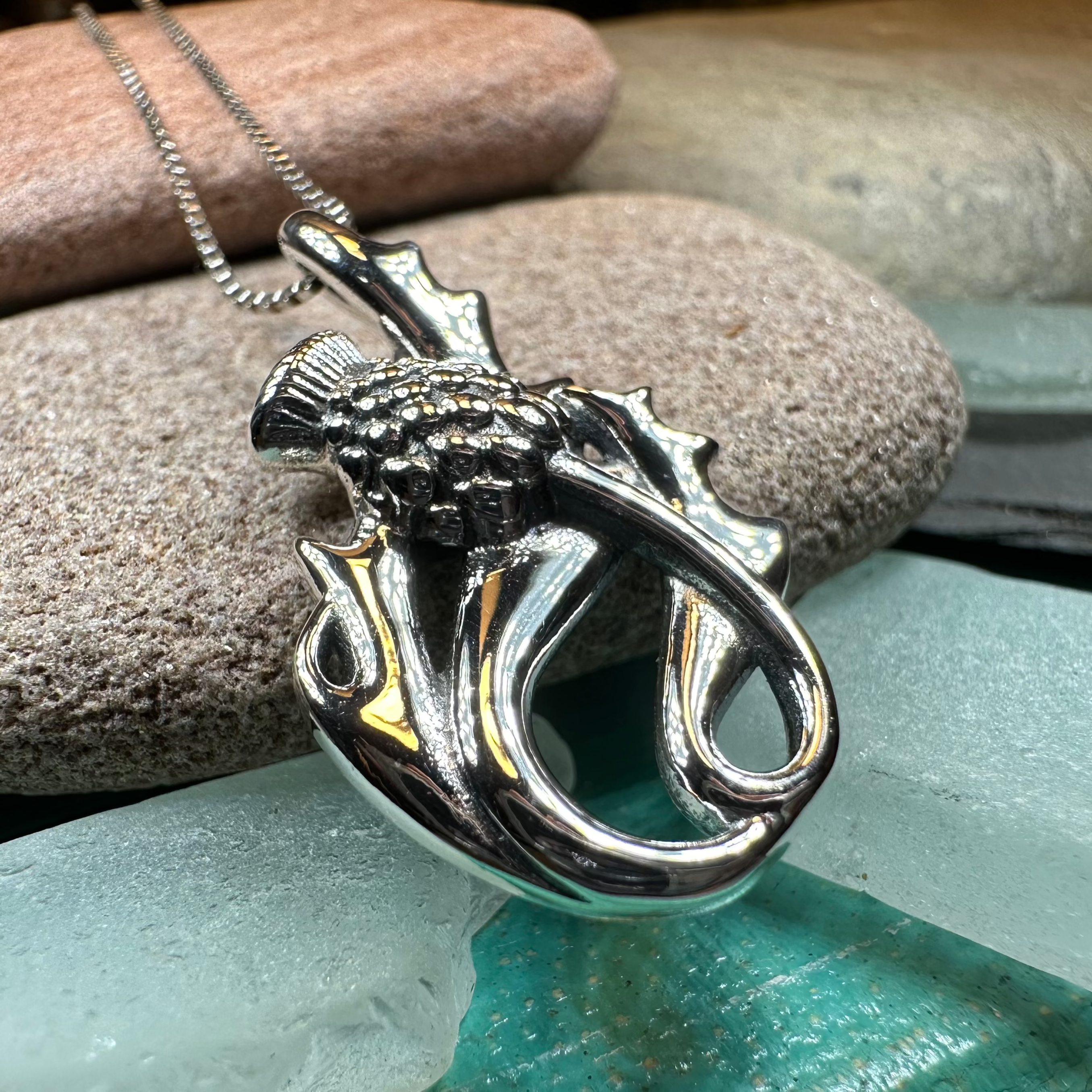 Daleina Scottish Thistle Necklace - Sterling Silver Celtic Pendant with Chain for Women - Perfect for St. Patrick's Day, Scottish Heritage Events & Everyday Elegance