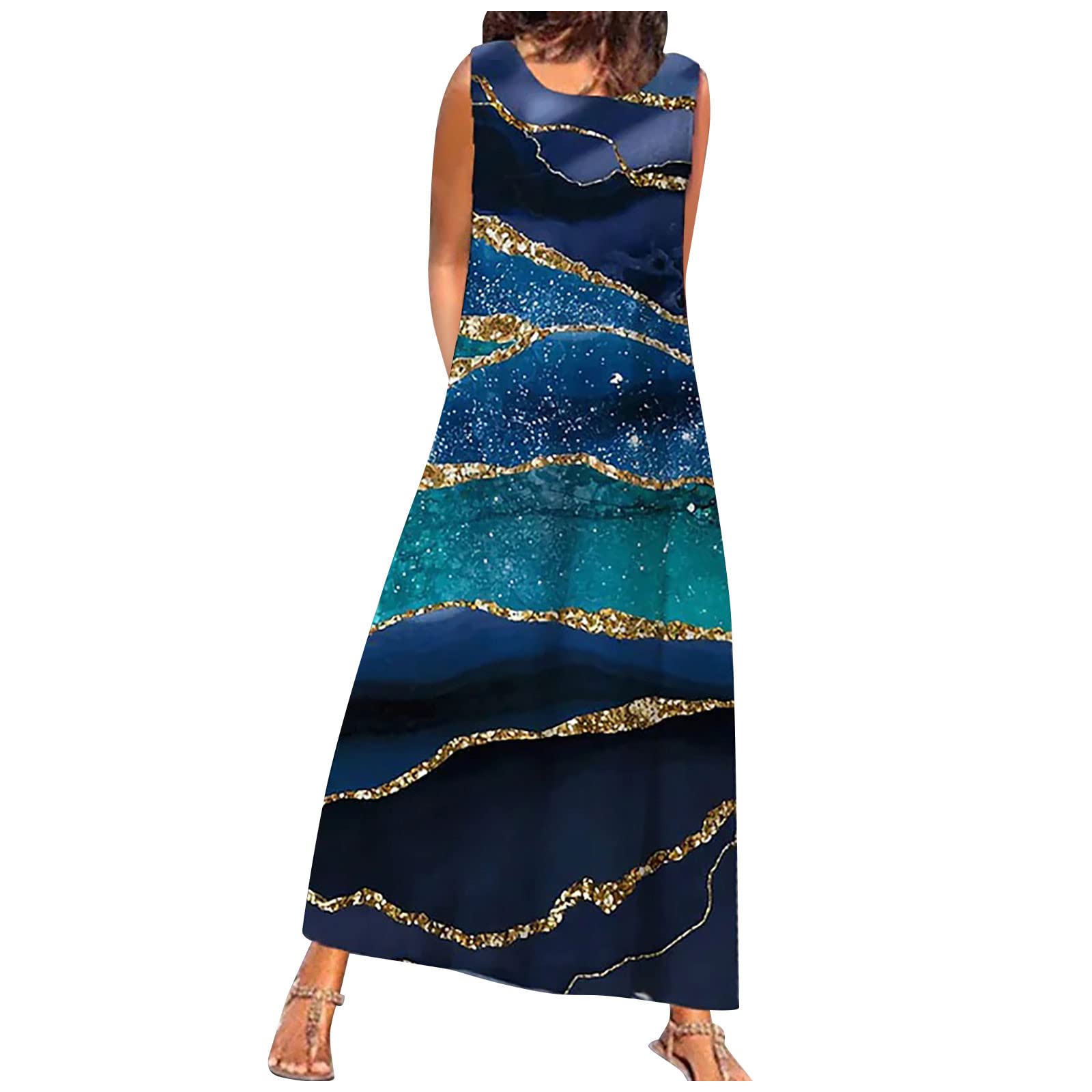 Women's Summer Lightweight Midi Dress - O-Neck Classic Comfortable Going Out Dress for Casual Wear, Beach, Parties & Daily Outfits