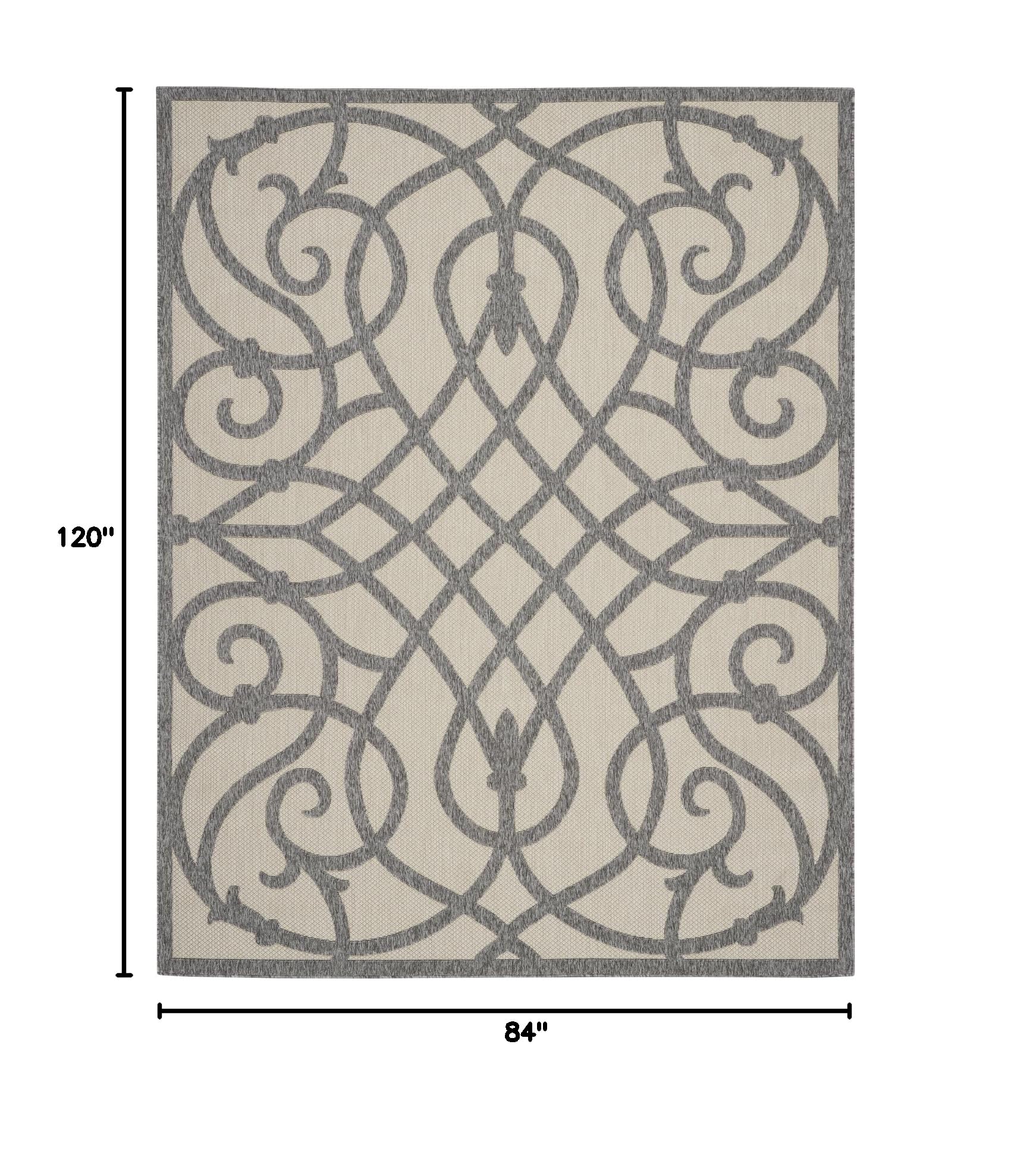 Nourison Palamos 7' x 10' Indoor/Outdoor Area Rug - Cream Grey, Easy to Clean, Non-Shedding, Soft & Durable for Living Room, Bedroom, Dining Room, Deck, Patio, Backyard - Perfect for Home Decor & Outdoor Entertaining