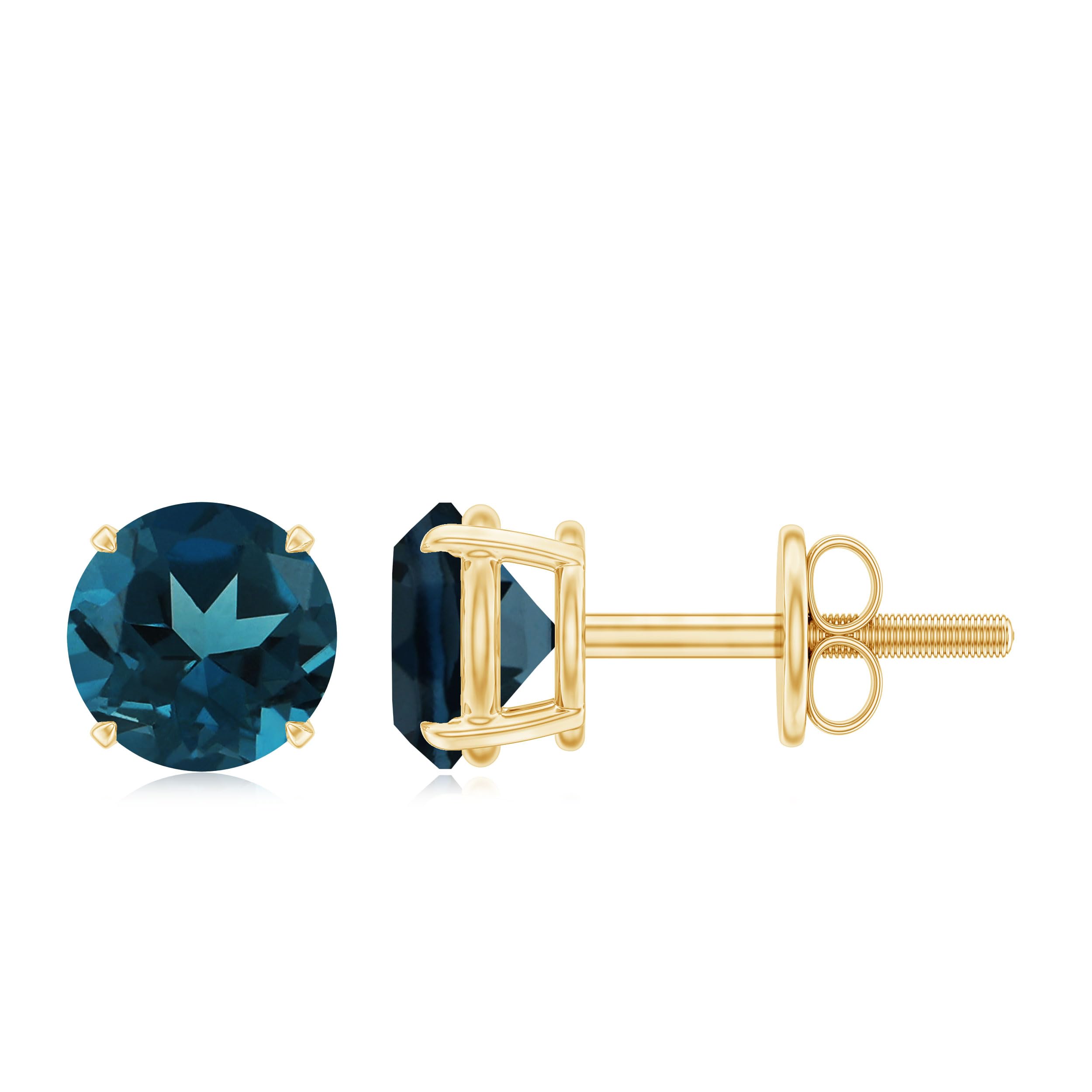 London Blue Topaz Solitaire Screw Back Stud Earrings - December Birthstone Jewelry, Elegant Gift for Women, Perfect for Birthday, Anniversary & Special Occasions