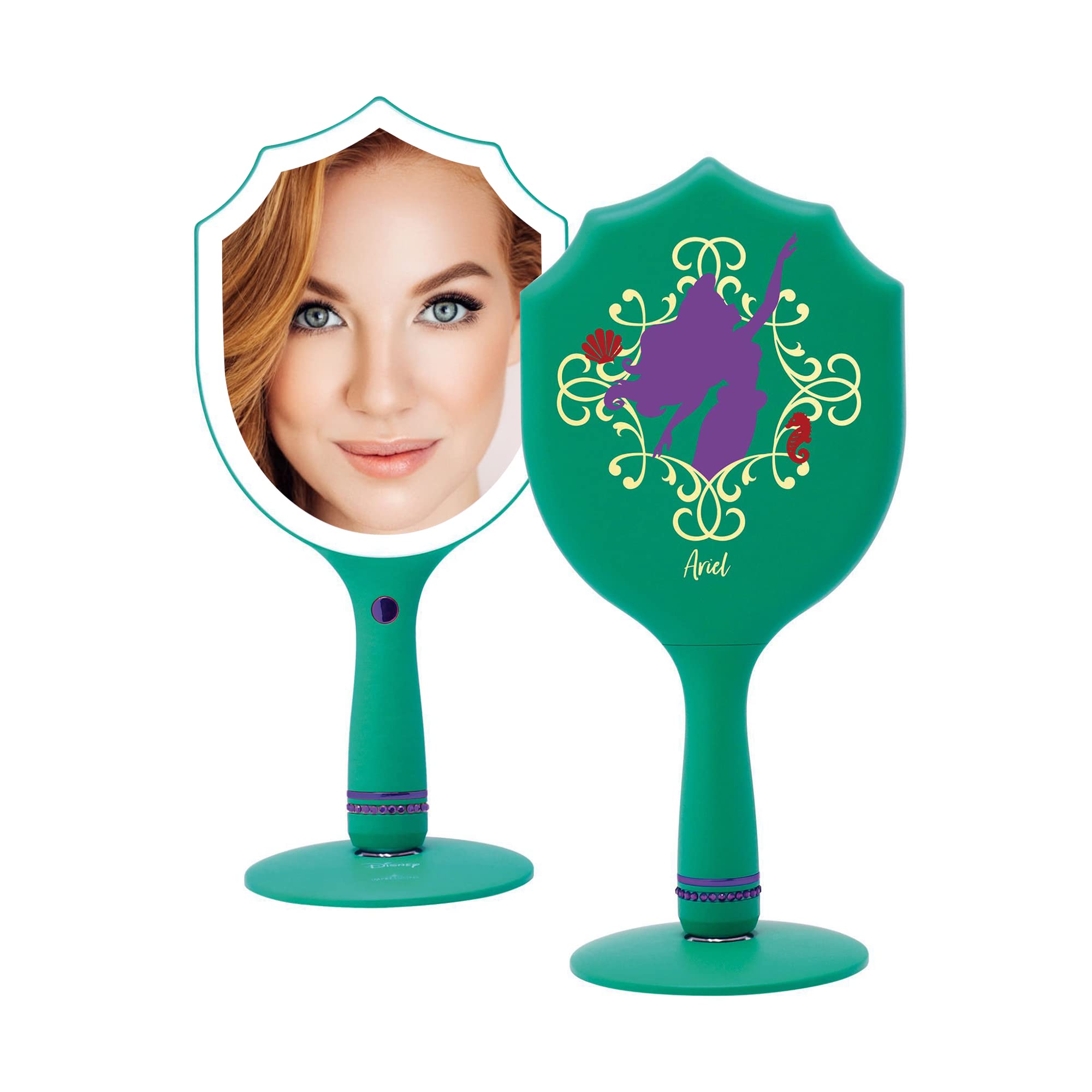 Disney Princess Ariel LED Makeup Mirror - 3 Color Modes for Travel & Bedroom
