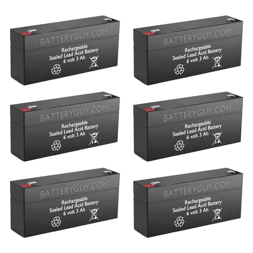 FP634 Replacement 6V 3Ah SLA Rechargeable Battery - 6 Pack for Emergency Lights, Security Systems & Power Backup (Brand Equivalent)