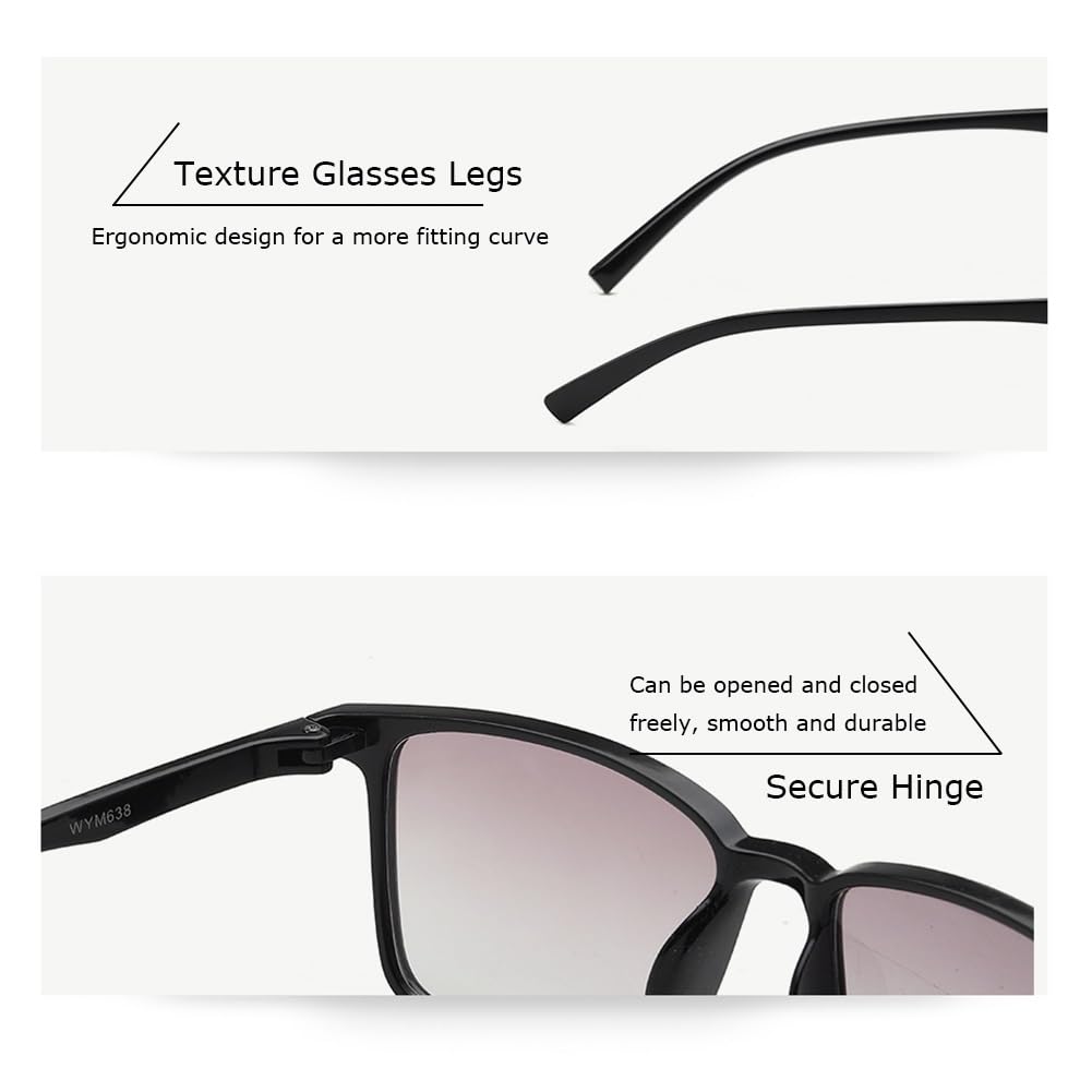 Photochromic Bifocal Reading Glasses for Men & Women - Light Adjusting Lenses for Indoor/Outdoor Use - Perfect for Reading, Driving & Outdoor Activities