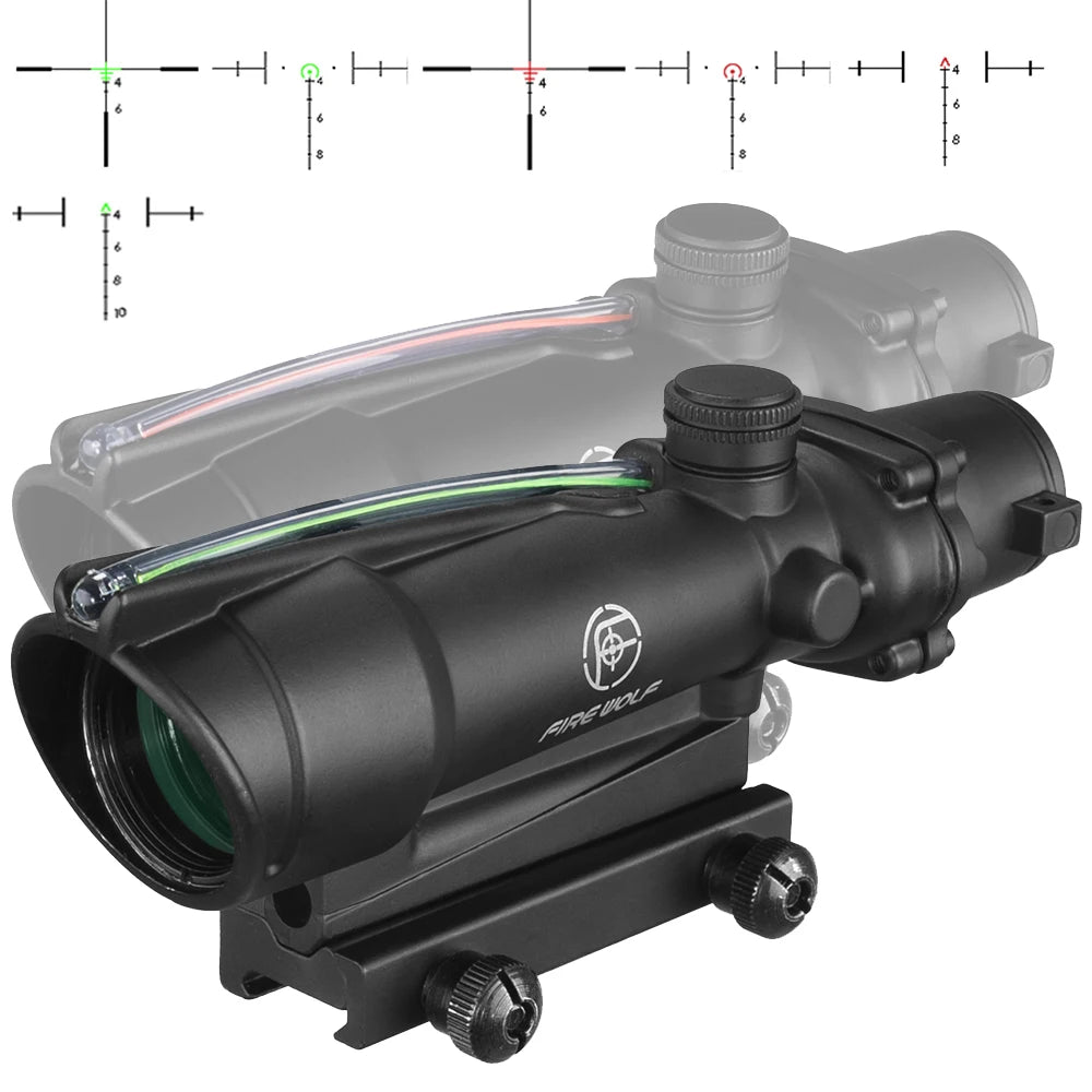 Fire Wolf 5x35 Tactical Rifle Scope with Green/Red Dot Reticle - Fiber Optic Sight for Hunting & Spotting | Perfect for Rifle Hunting, Tactical Shooting & Outdoor Adventures