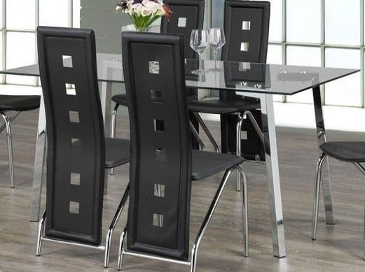 Clear Tempered Glass Table Top with Chrome Metal Legs - Modern Dining Table for Kitchen, Living Room, or Office