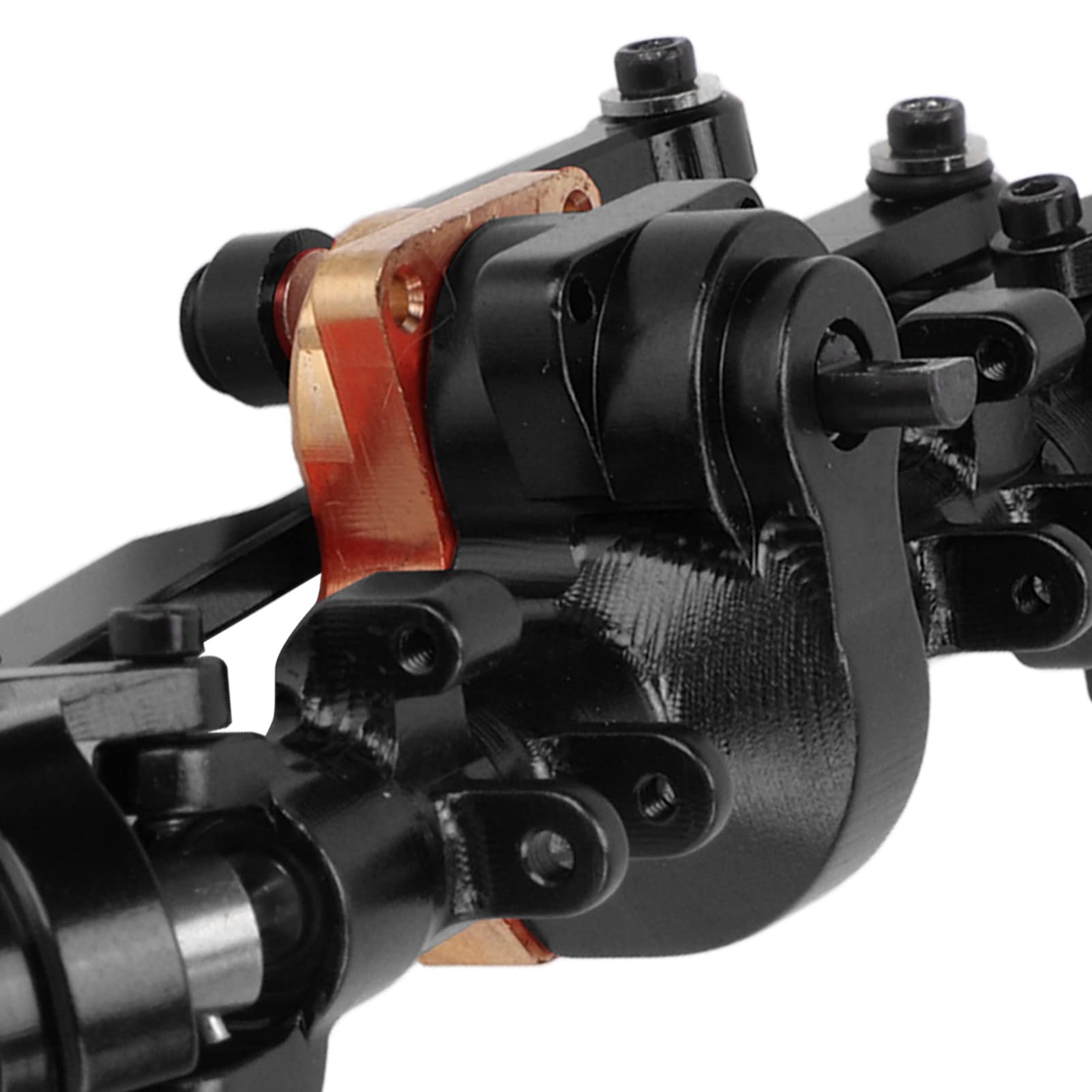 Aluminum Alloy & Brass RC Front Axle Assembly for Axial SCX24 AXI90081 1/24 Scale RC Crawler Trucks - Heavy Duty Upgrade Part for Off-Roading, Rock Crawling & Trail Adventures (Black)