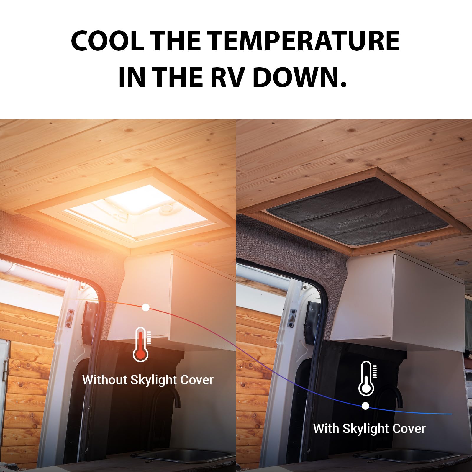 BougeRV Magnetic RV Skylight Vent Cover - Foldable Camper Window Sun Shade & Privacy Curtain for RV Bathroom, Boat Windows (15.8