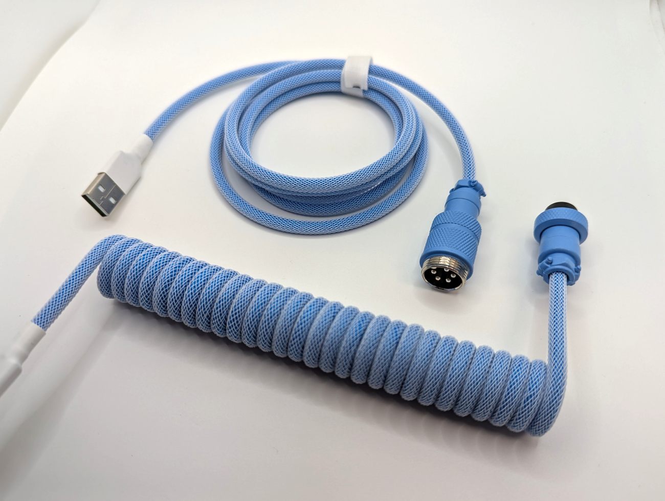 Premium Coiled USB-C Keyboard Cable - Durable & Tangle-Free for Mechanical Keyboards (Sky Blue) - Perfect for Gaming, Typing & Office Workstations