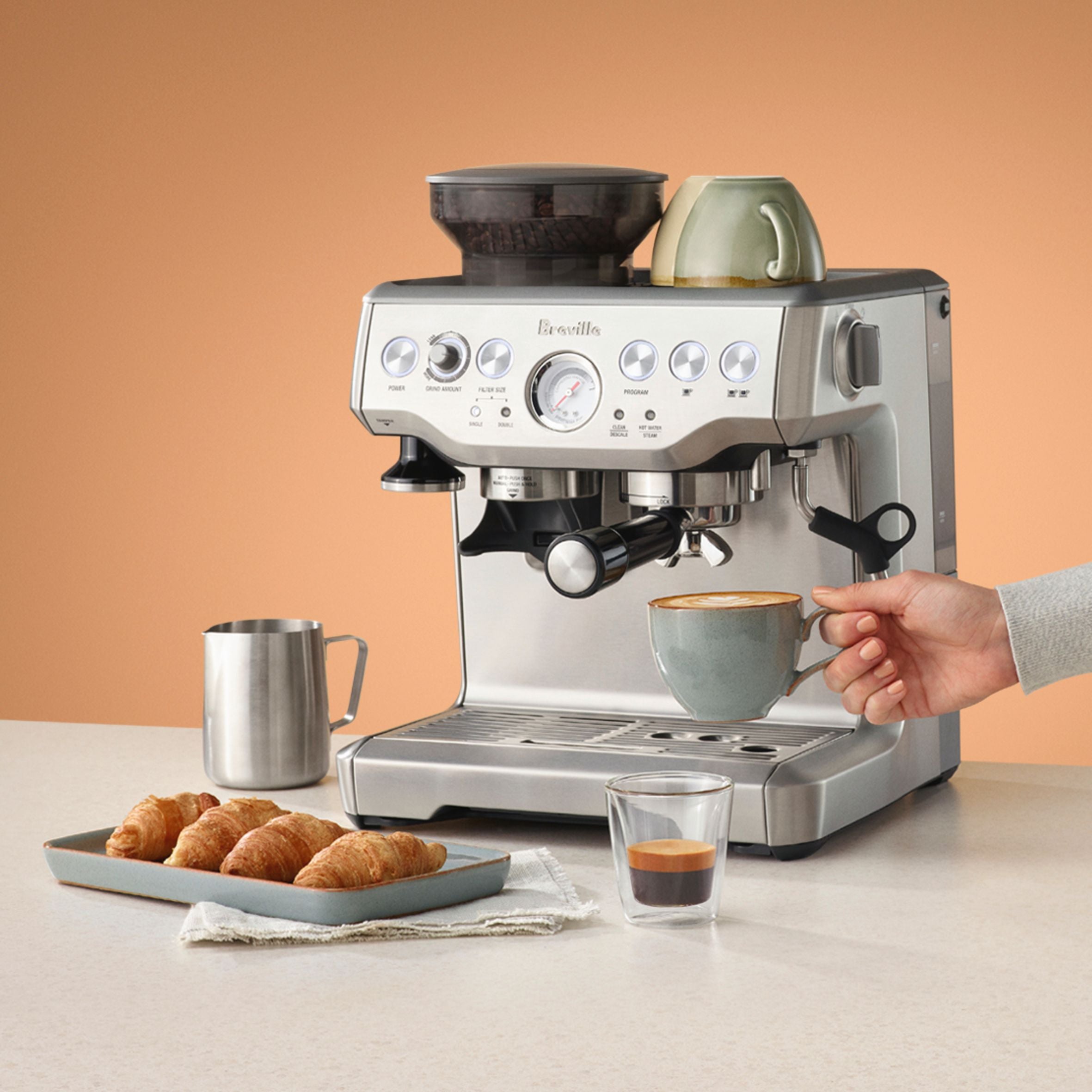 Breville Barista Touch BES880BSS Espresso Machine with Built-in Grinder - Stainless Steel, 67 oz Water Tank - Perfect for Home Baristas & Coffee Lovers (Use for Latte, Cappuccino, Americano)