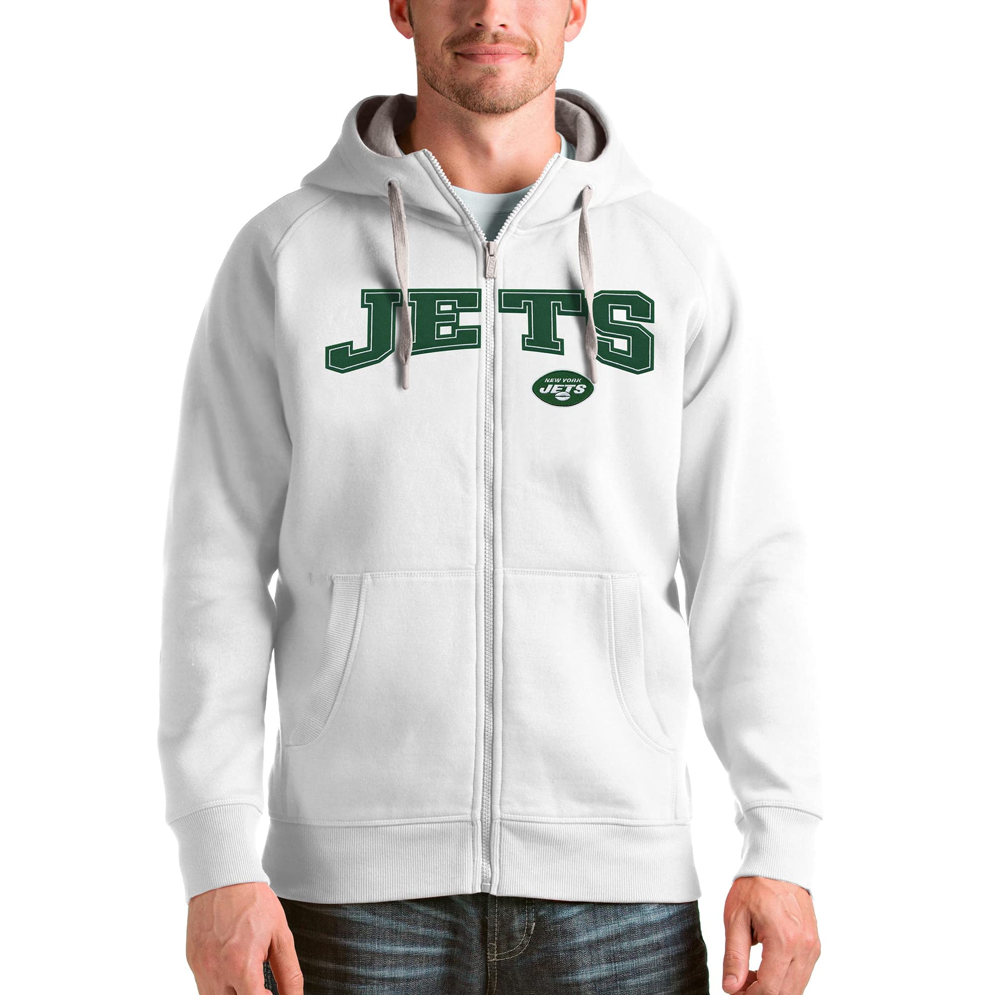 Antigua Men's NFL Wordmark Victory Full-Zip Hoodie - Officially Licensed NFL Pullover Sweatshirt for Football Fans - Perfect for Game Day, Tailgating & Casual Wear