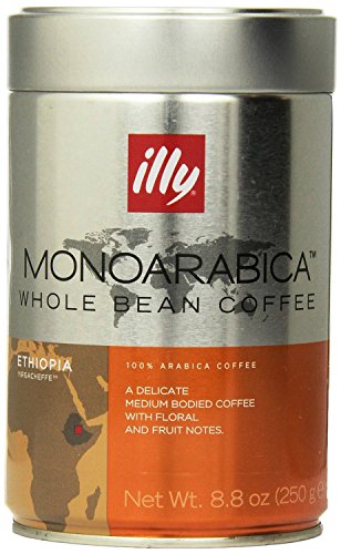 Illy MonoArabica Whole Bean Coffee - Ethiopia Medium Roast, 8.8oz Tin Can | Premium Arabica Beans for Espresso, French Press & Drip Coffee Makers | Perfect for Home Brewing, Office & Gifts