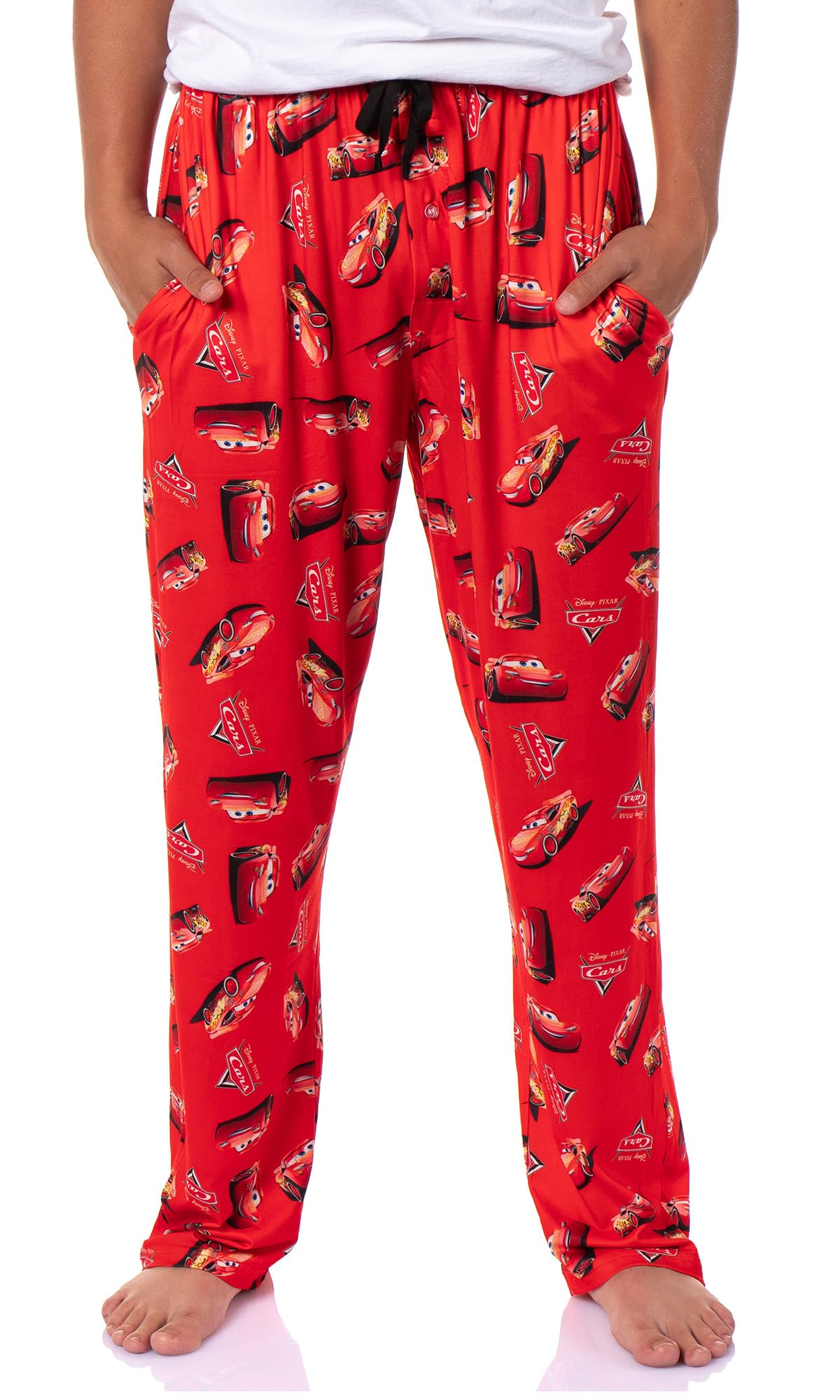Disney Cars Lightning McQueen Logo AOP Lounge Pajama Pants for Men - Soft Sleepwear for Movie Nights & Relaxing at Home