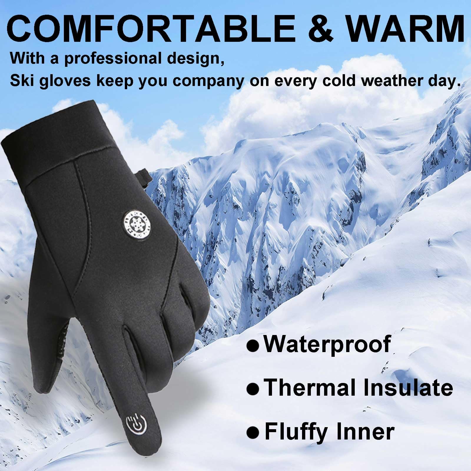**Women's Waterproof Ski Gloves - Thermal Winter Gloves with Touchscreen for Running, Cycling, Hiking & Driving - Warm Lined Snow Gloves for Outdoor Sports & Cold Weather Activities**