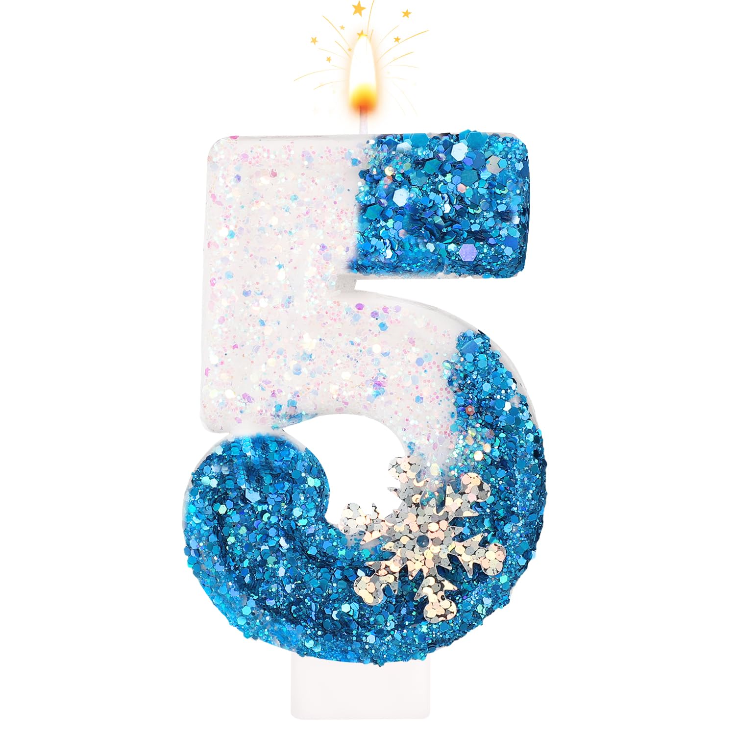 Frozen 0-9 Snowflake Candles for Birthday Wedding Cake Decor