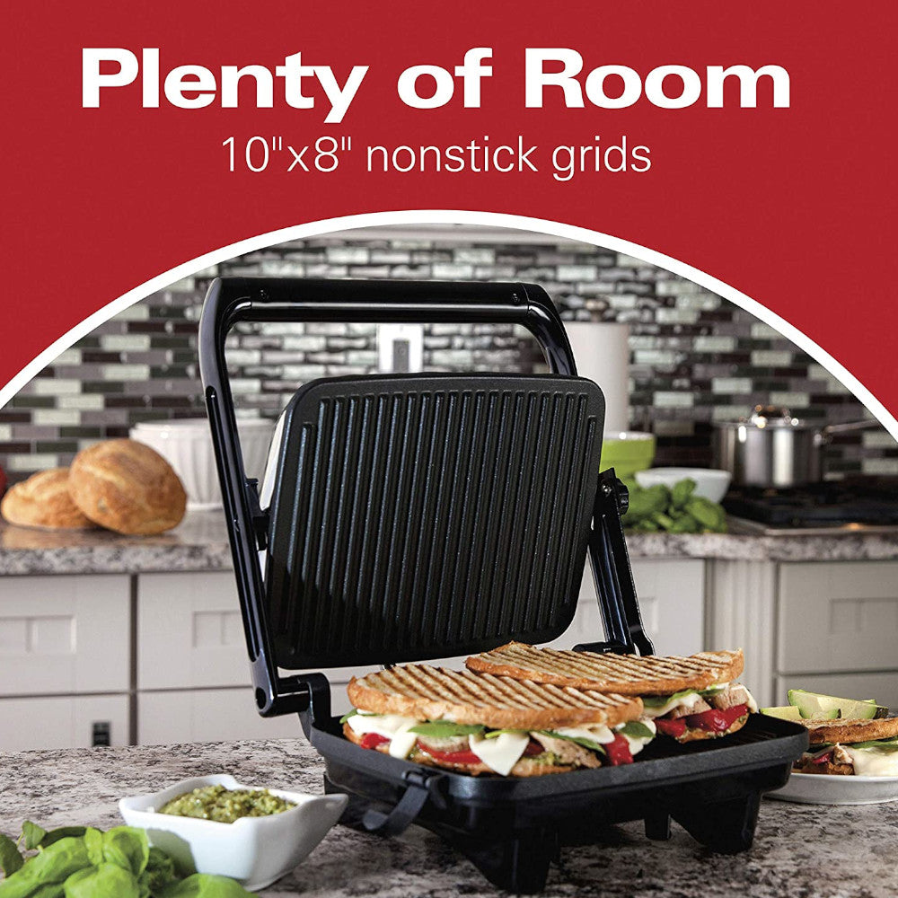 Hamilton Beach 25460C Electric Panini Press Grill with Locking Lid - Perfect for Sandwiches, Paninis & Grilled Cheese at Home or Office