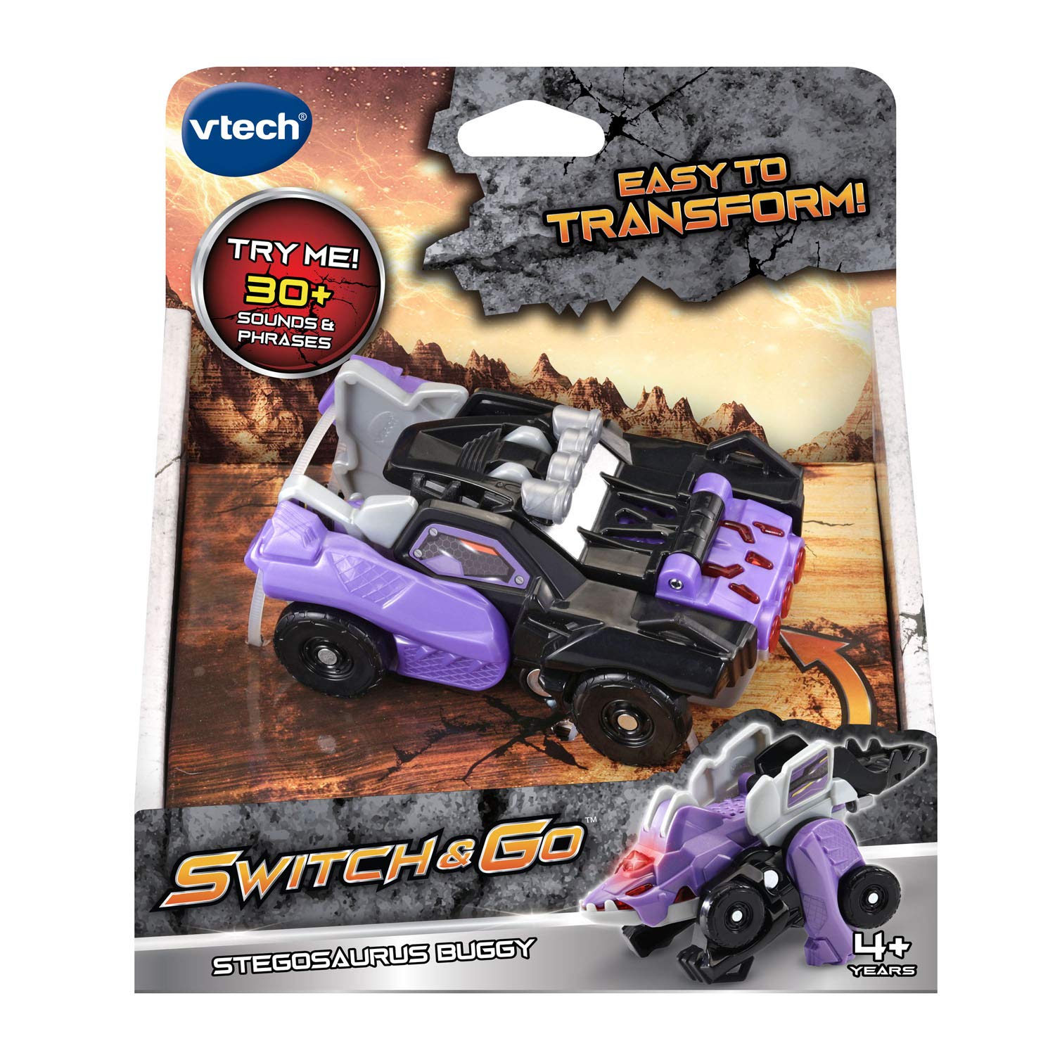 VTech Switch & Go Stegosaurus Dinosaur Transforming Toy Car for Kids – Interactive Learning Toy for Preschoolers | Great for Indoor Play, Birthday Gifts & STEM Education