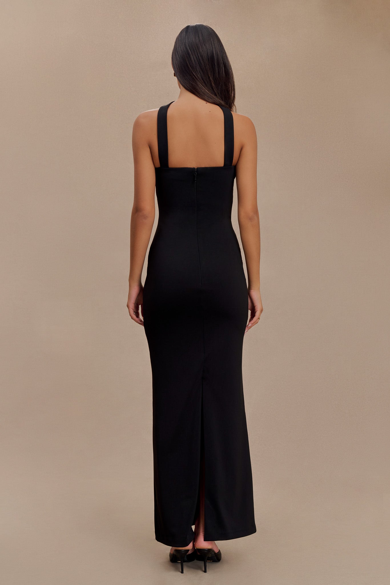 Velma Halter Collar Maxi Dress for Women - Elegant Black Summer Evening Gown for Parties, Weddings & Date Nights