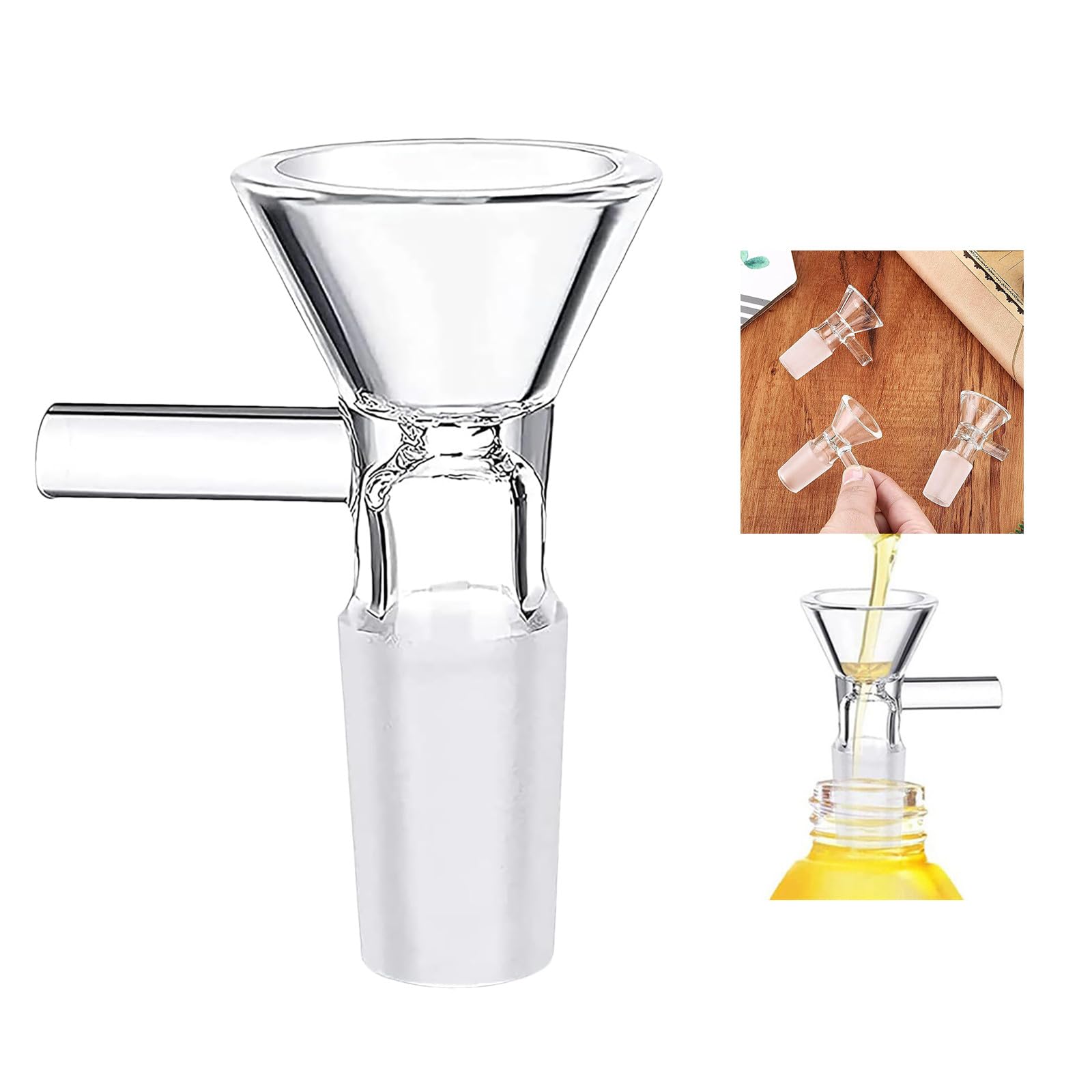 14mm Small Glass Funnel with Handle - Clear Kitchen & Lab Funnel for Bottle Filling, Essential for Home Cooking, DIY Projects & Scientific Experiments