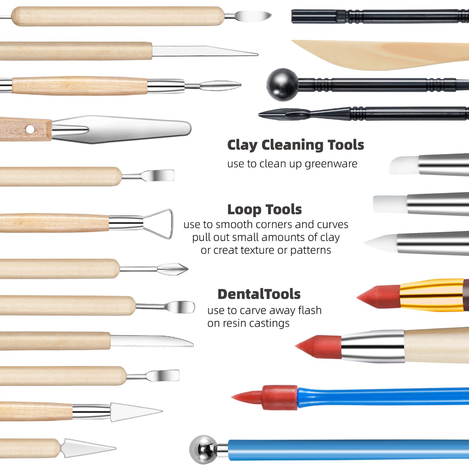 44-Piece Double-Sided Polymer Clay Tools Kit for Sculpting, Pottery & Ceramics - Air Dry Clay Modeling Tools with Carrying Case - Perfect for DIY Crafts, Art Projects & Home Decor