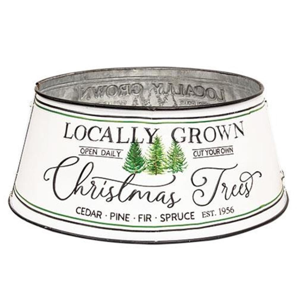 Premium Metal Christmas Tree Collar for Locally Grown Trees - Rust-Proof Decorative Stand for Holiday Home Decor & Gift Wrapping Station