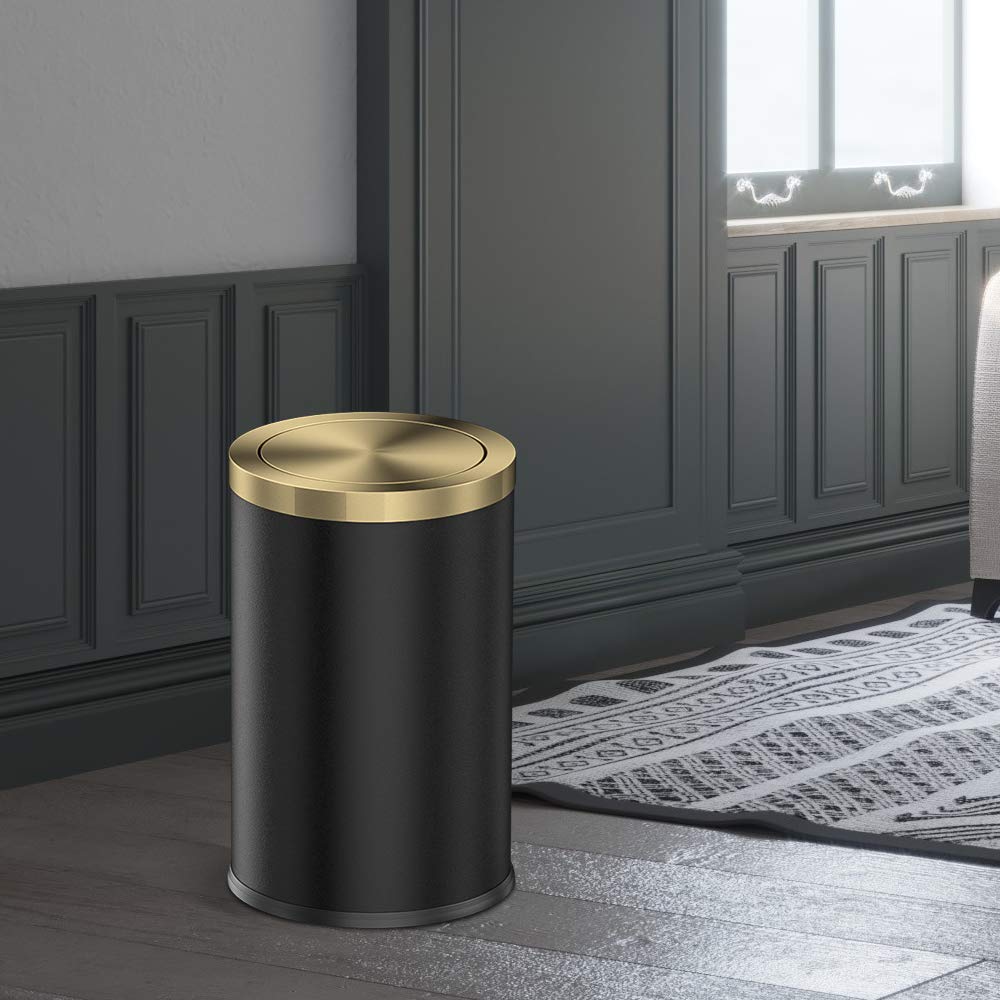 Stainless Steel Trash Can with Lid - 9L for Kitchen, Bathroom & Bedroom
