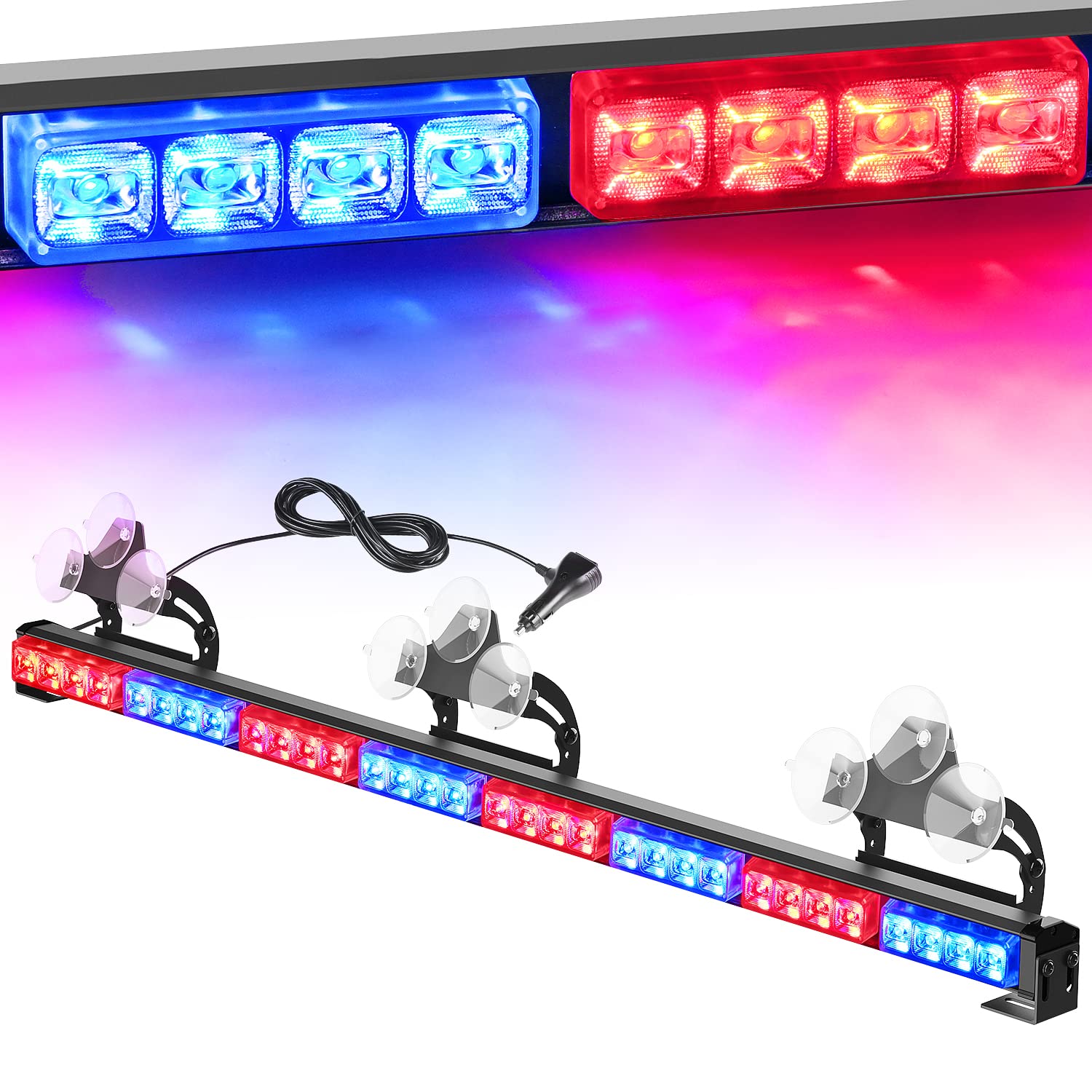 35Inch Nilight LED Traffic Advisor Emergency Strobe Light Bar - 32 LEDs, 21 Flash Patterns for Trucks, Police & Construction Vehicles - Directional Safety Warning Light with Cigar Lighter (Perfect for Roadside Emergencies, Night Work Zones & Vehicle Breakdowns)