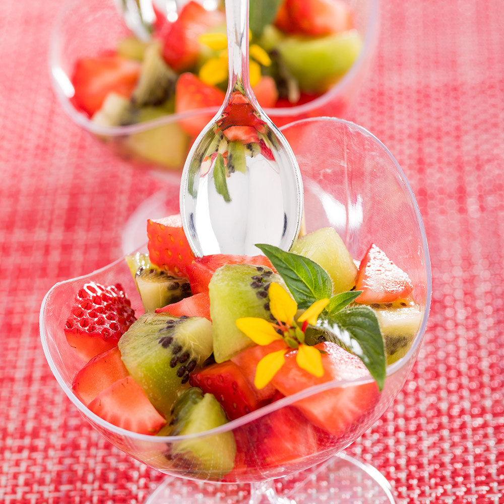 100 Pack 2 oz Rectangle Clear Plastic Tin Cans with 100 Silver Mini Plastic Spoons - Perfect for Party Favors, Wedding Candies, DIY Crafts & Small Gift Packaging