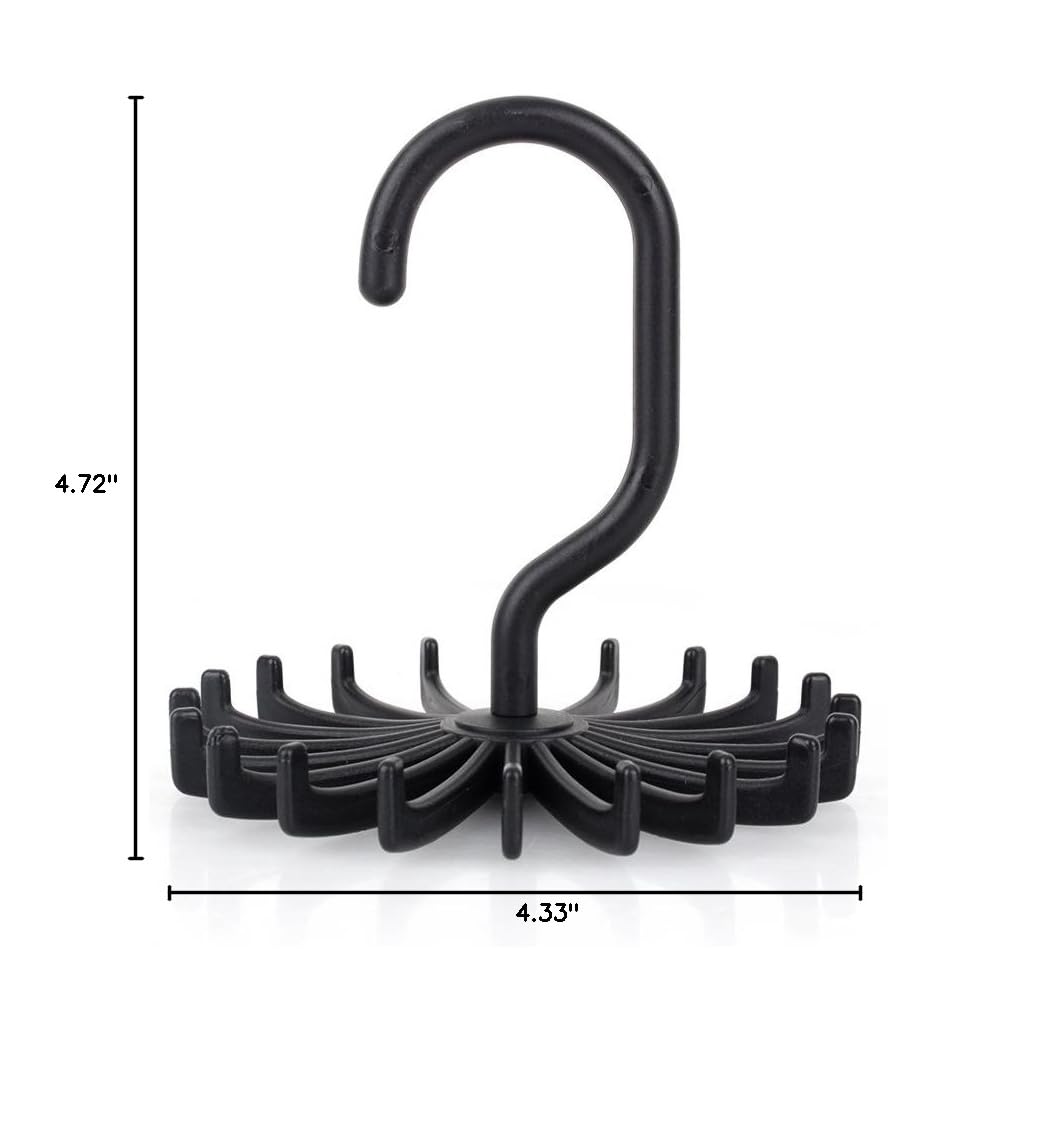 360 Degree Rotating Tie & Scarf Organizer - Adjustable Hanger with 20 Hooks for Neckties, Belts & Accessories | Perfect for Closet Organization & Wardrobe Storage
