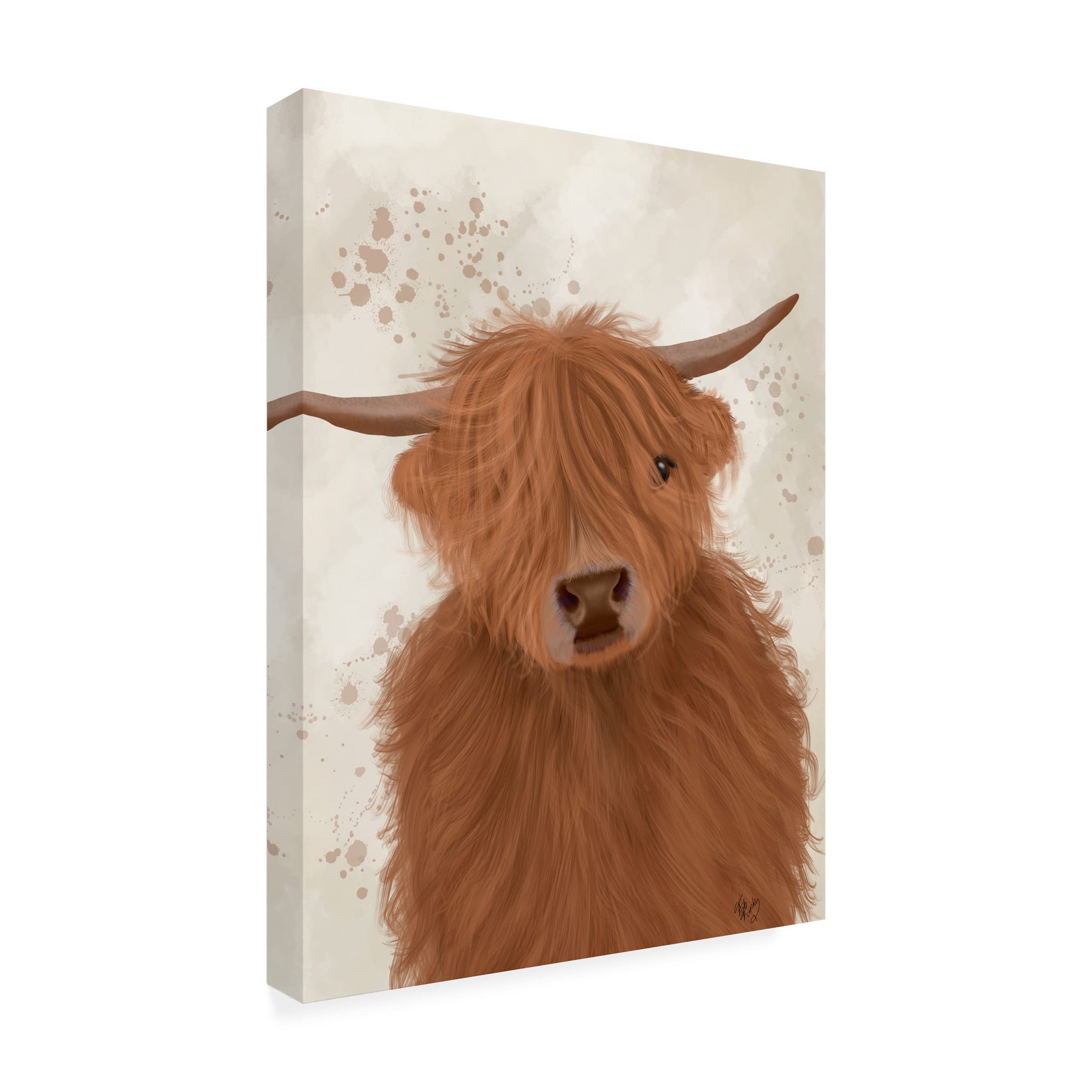 Fab Funky Highland Cow 10 Portrait Canvas Wall Art - Premium Trademark Fine Art Print for Home & Office Decor - Perfect for Living Room, Bedroom, or Gift