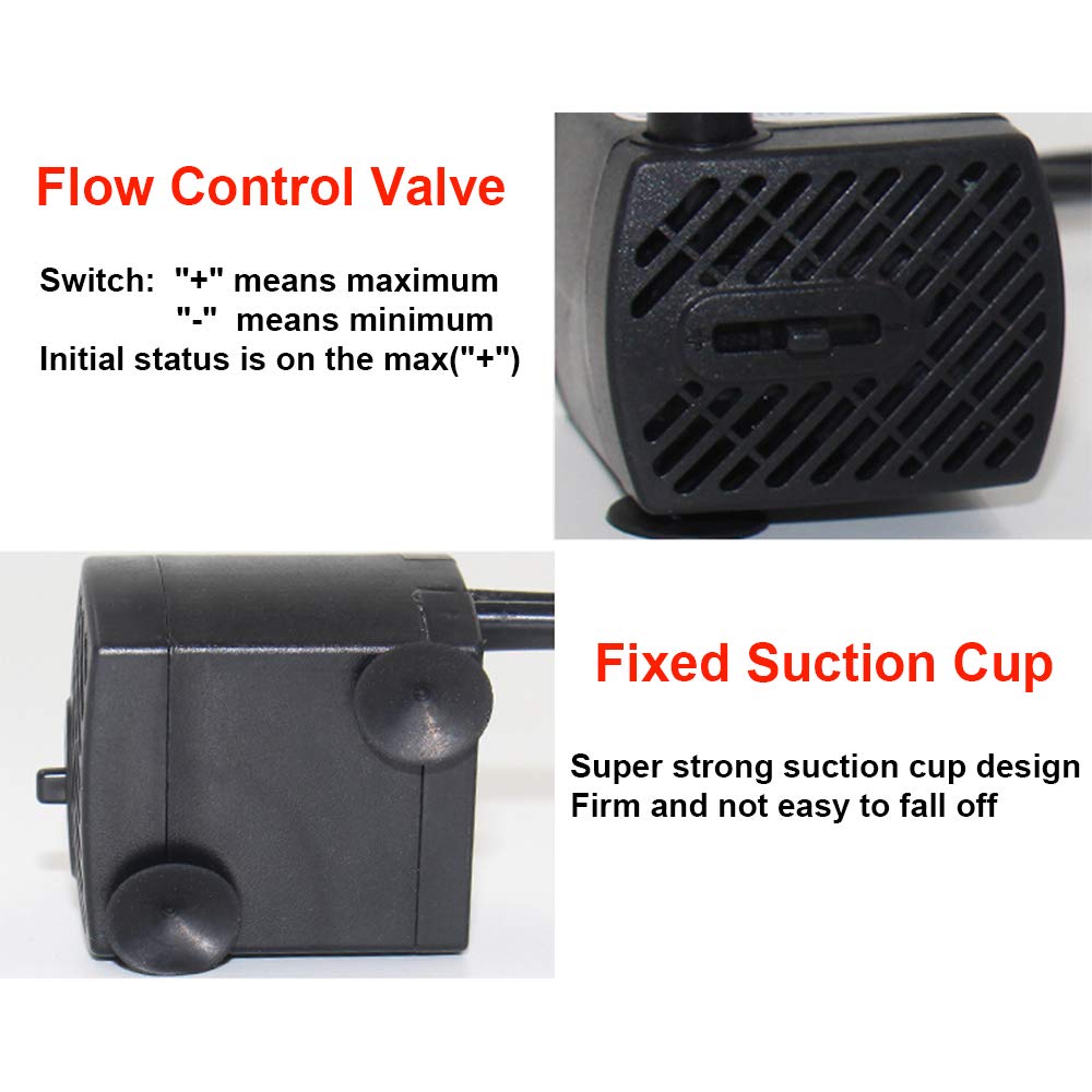 Ultra Quiet Mini Submersible Water Pump with 6Ft Power Cord - Perfect for Aquariums, Fish Tanks, Ponds, Fountains & Hydroponics | Create Gentle Water Flow for Relaxing Home Decor & Hydroponic Systems